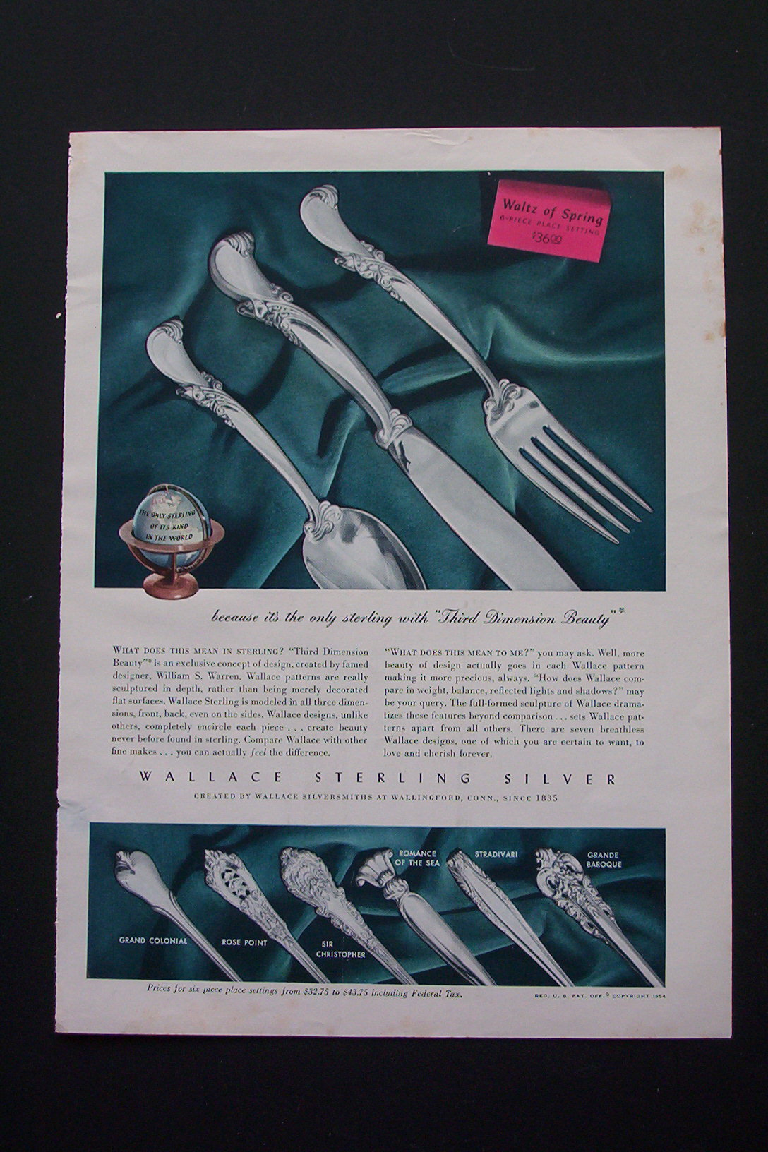 1954 Wallace Sterling Silver with 6 Different Styles