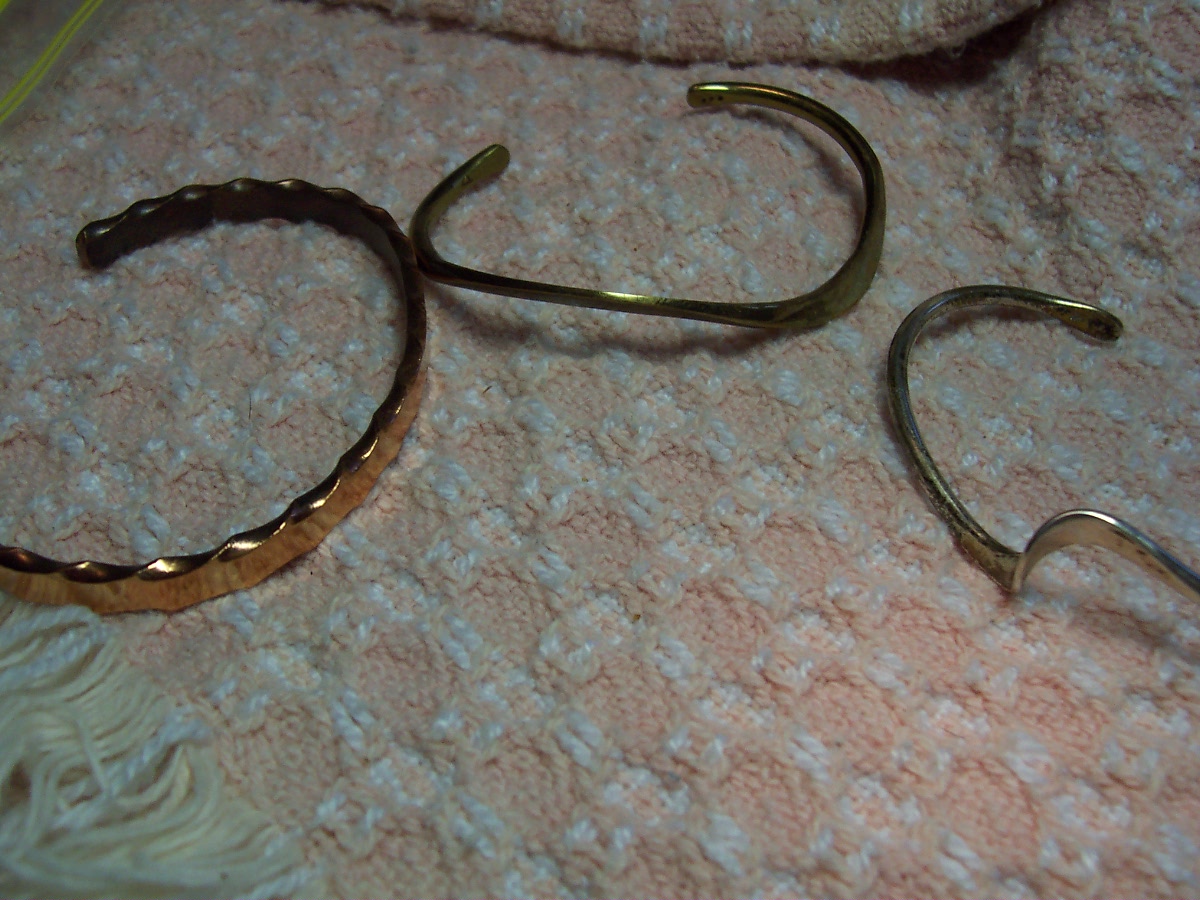 Bangle Bracelet lot of 3 gold silver copper