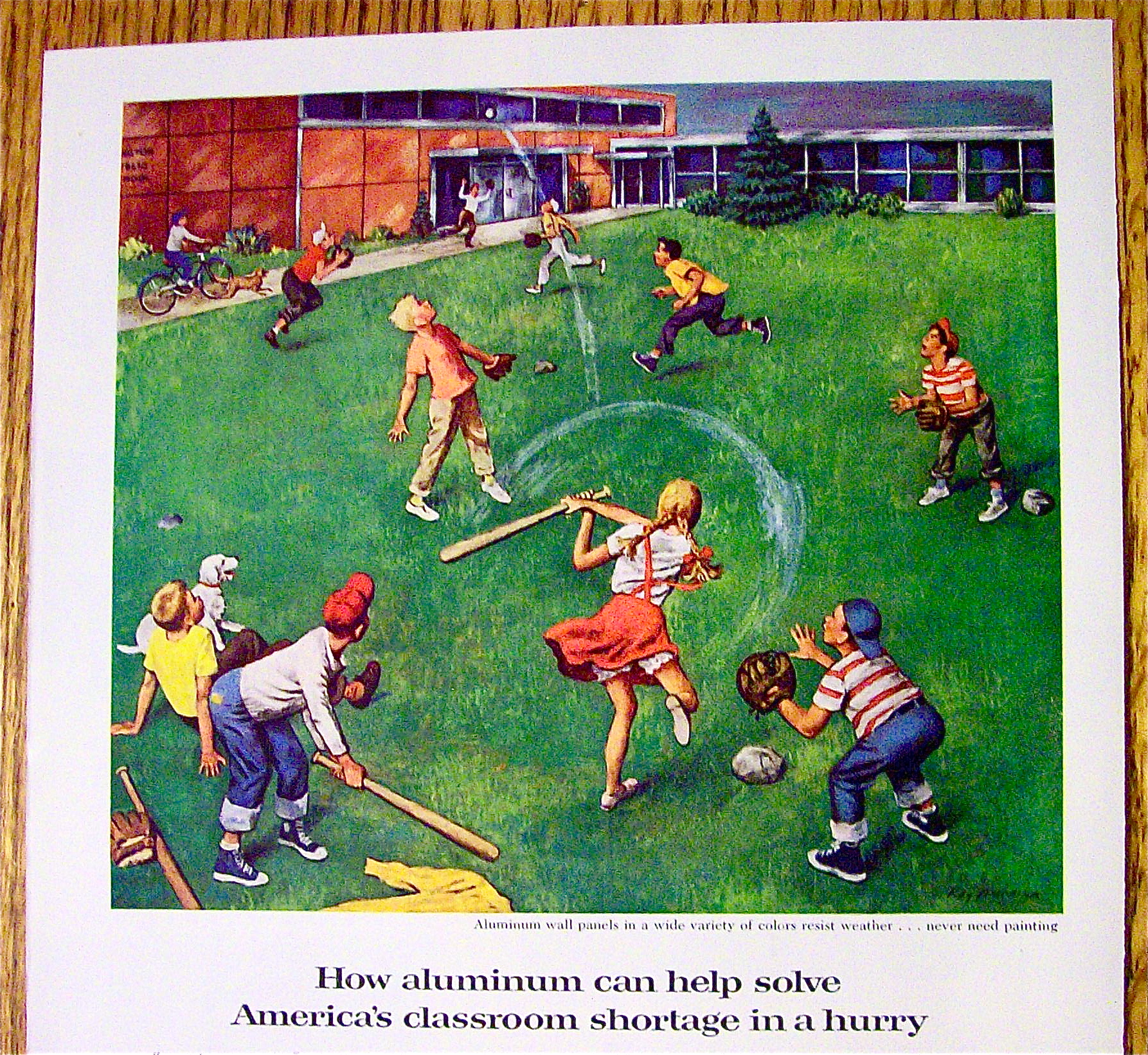1958 Aluminum with Kids Playing Baseball