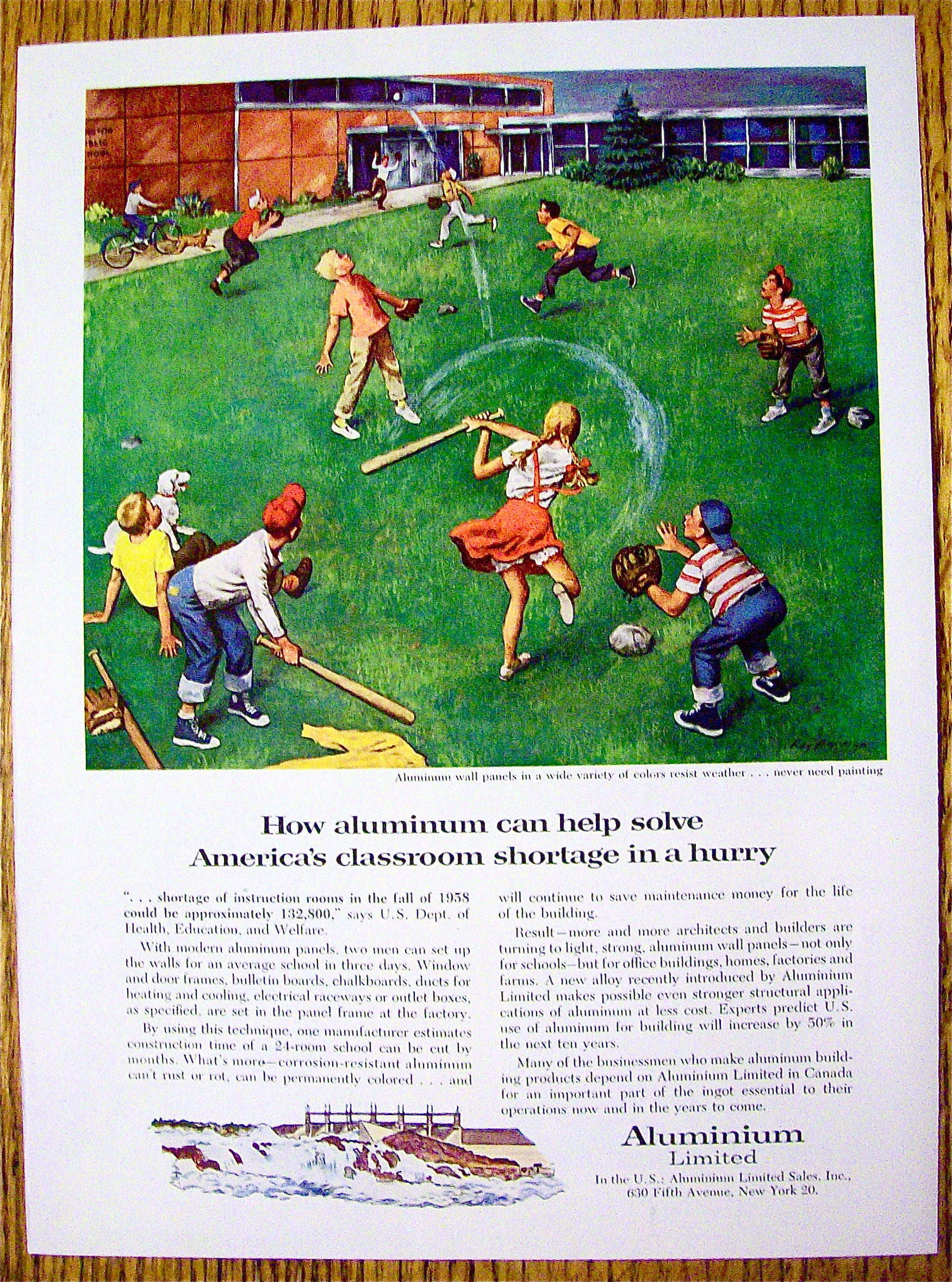 1958 Aluminum with Kids Playing Baseball