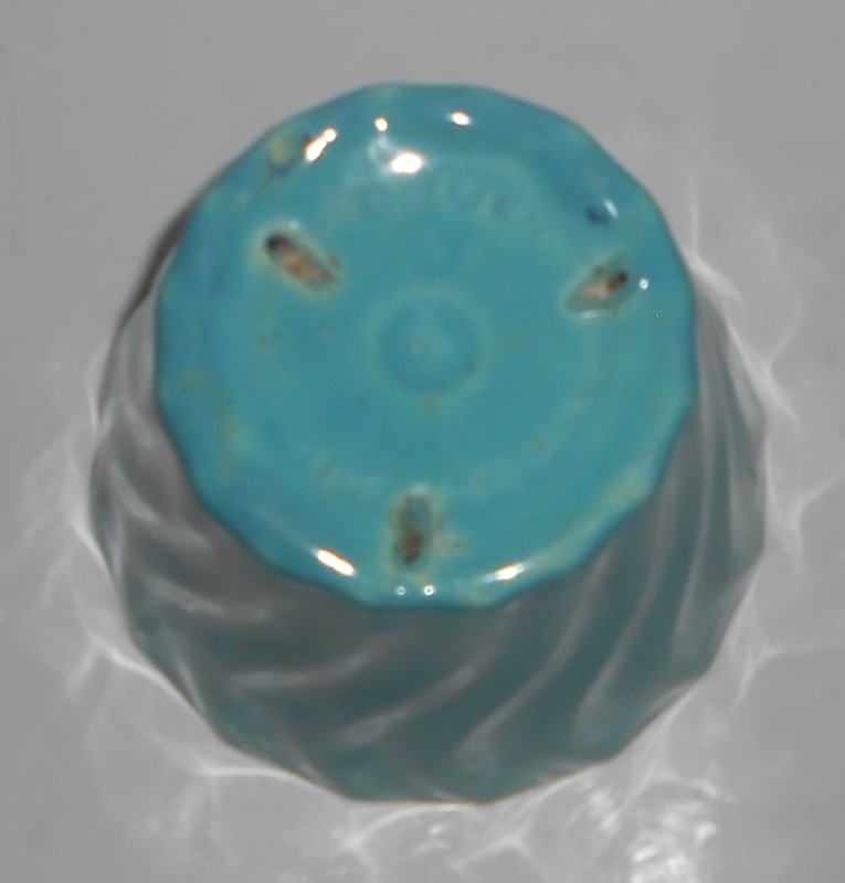 VINTAGE Bauer Pottery 5'' Turquoise Swirl Flower Pot