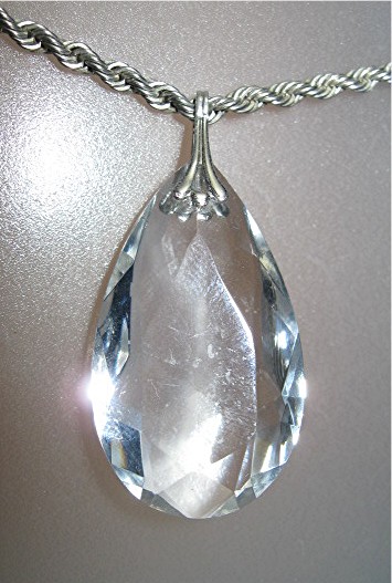 Sterling Silver 24 Inch Rope Chain RockCrystal Pendant