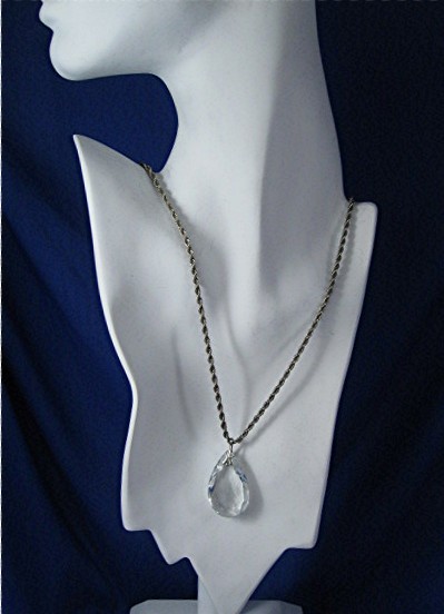Sterling Silver 24 Inch Rope Chain RockCrystal Pendant