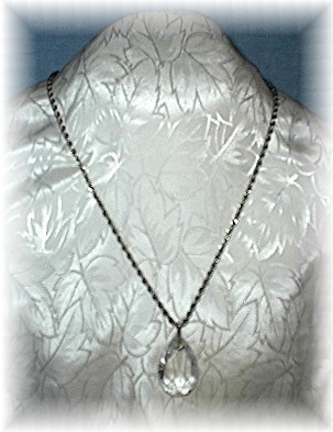 Sterling Silver 24 Inch Rope Chain RockCrystal Pendant