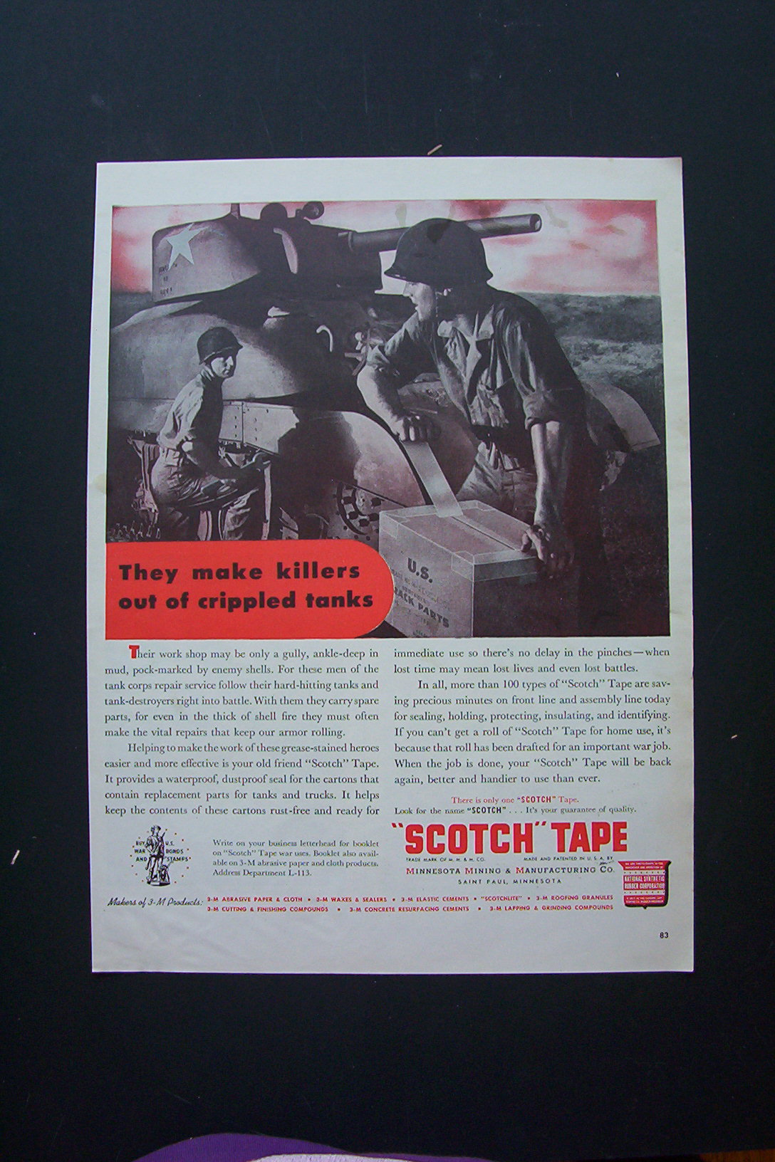 1943 Scotch Tape with Soldier Opening Box