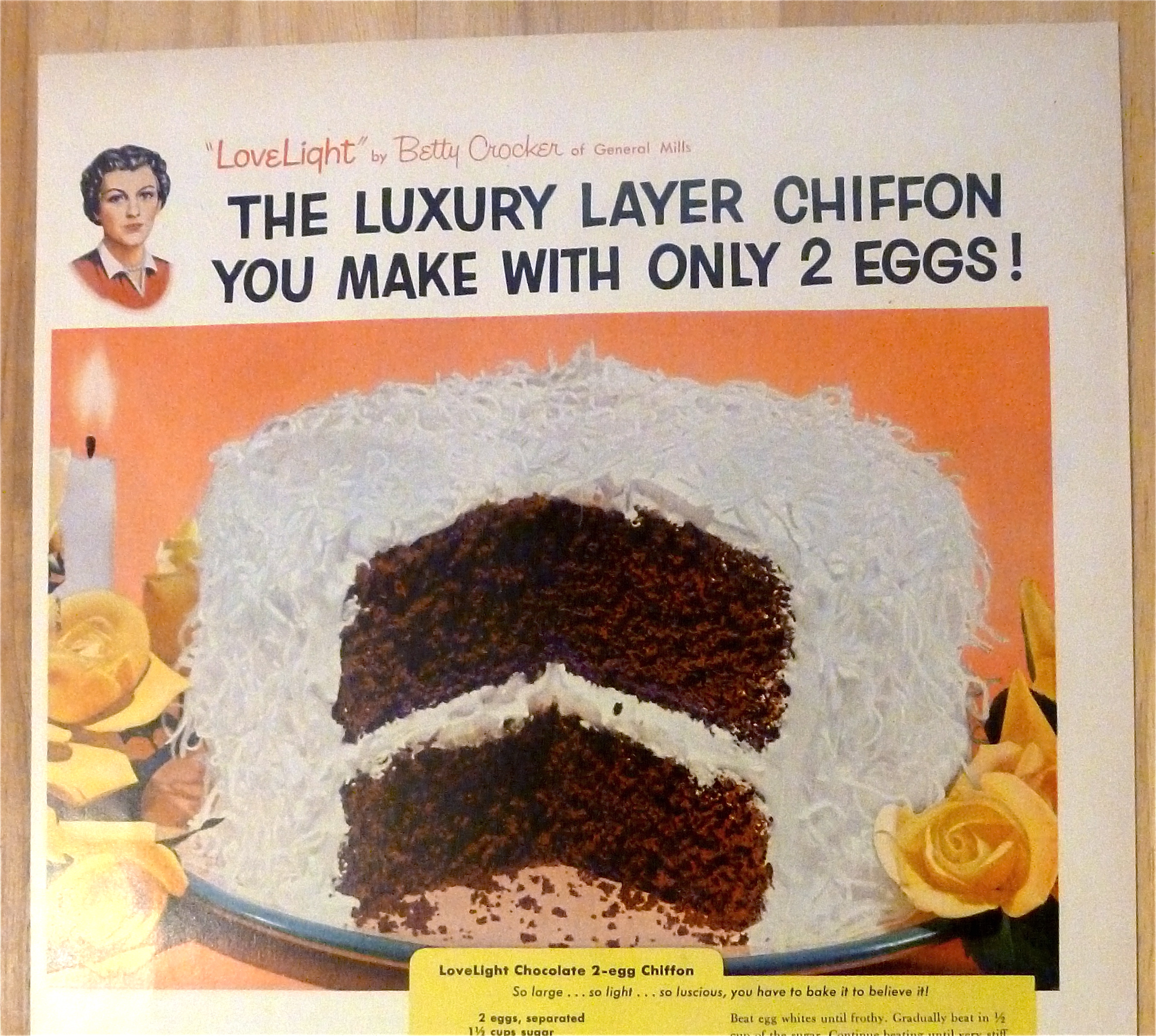 1954 Softasilk & Wesson Oil w/Lovelight Chocolate Cake