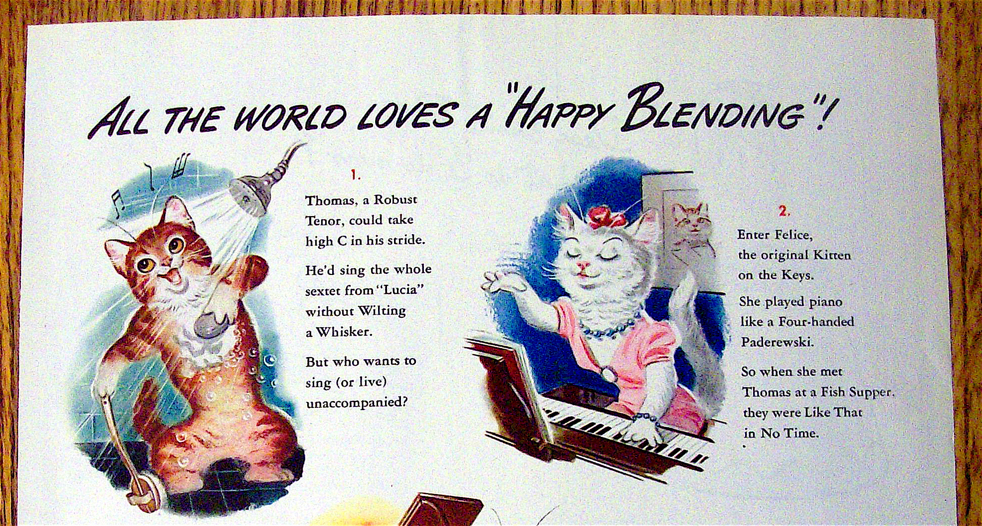 1942 Calvert Whiskey with Thomas & Felice the Cats