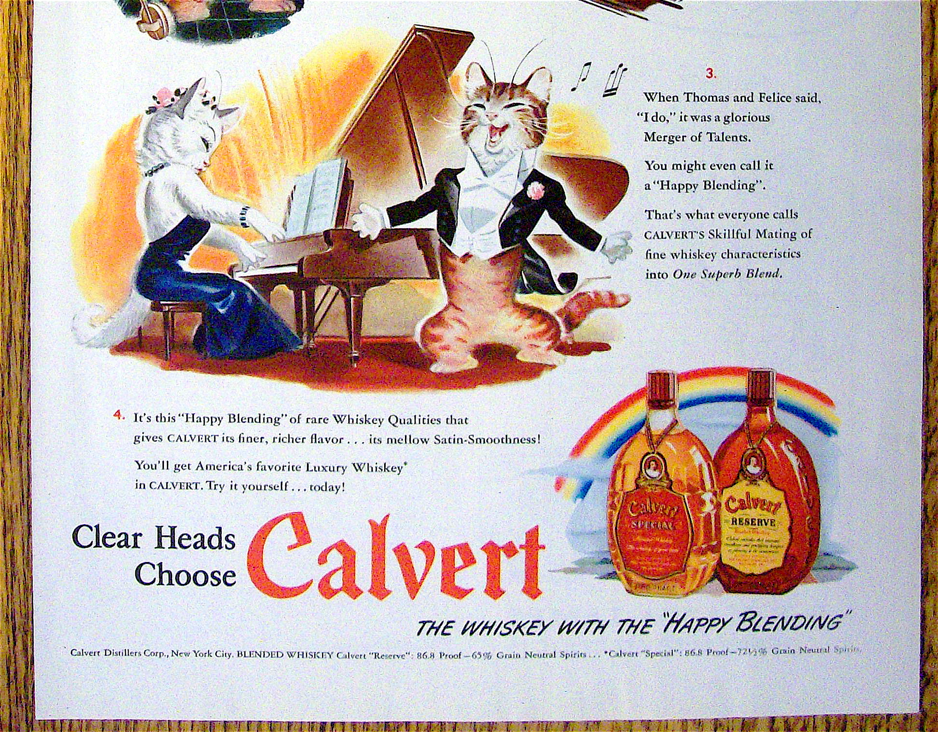 1942 Calvert Whiskey with Thomas & Felice the Cats