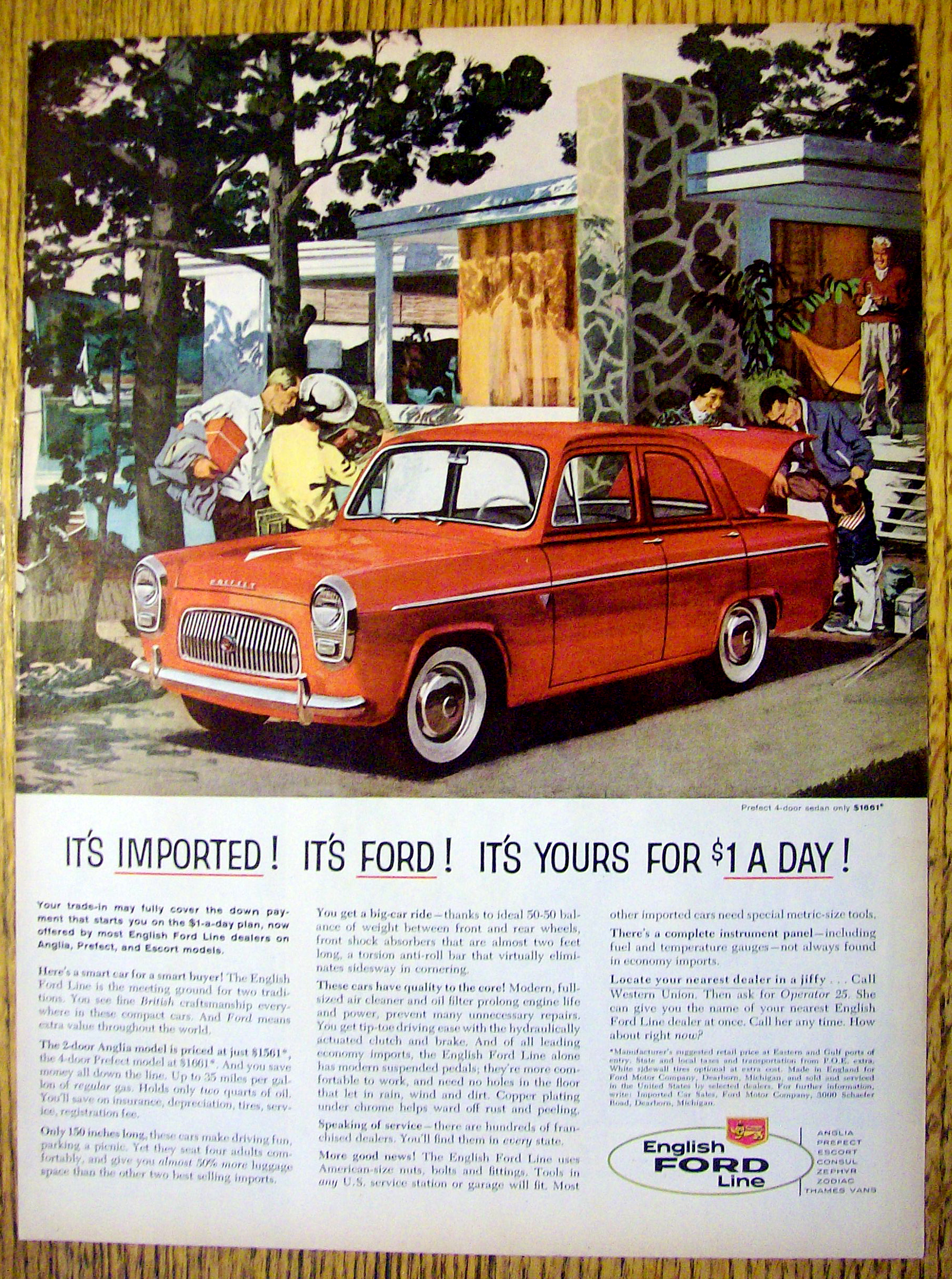 1959 English Ford Line with Four-Door Sedan Prefect