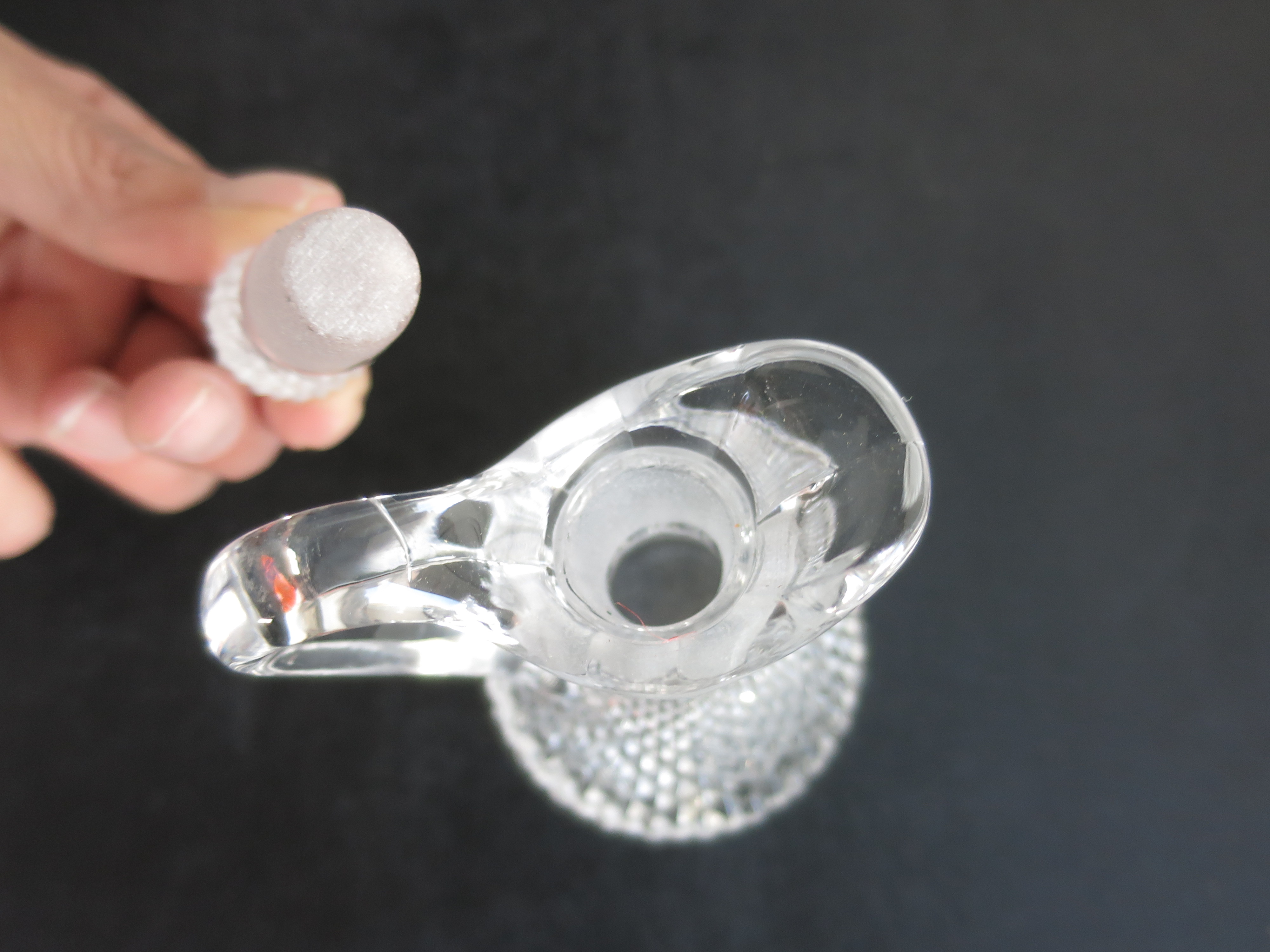 Antique Blown Cut Glass Cruet English Hobnail Diamond