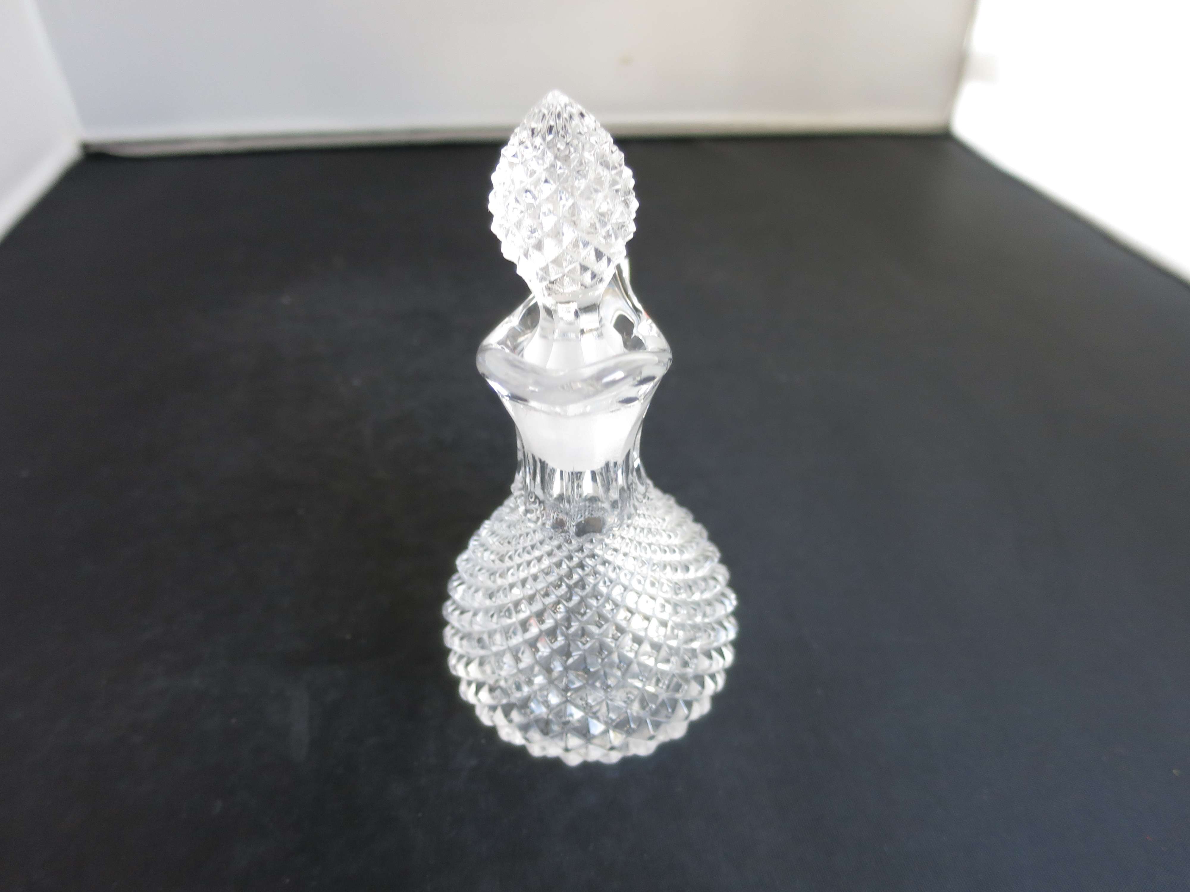 Antique Blown Cut Glass Cruet English Hobnail Diamond