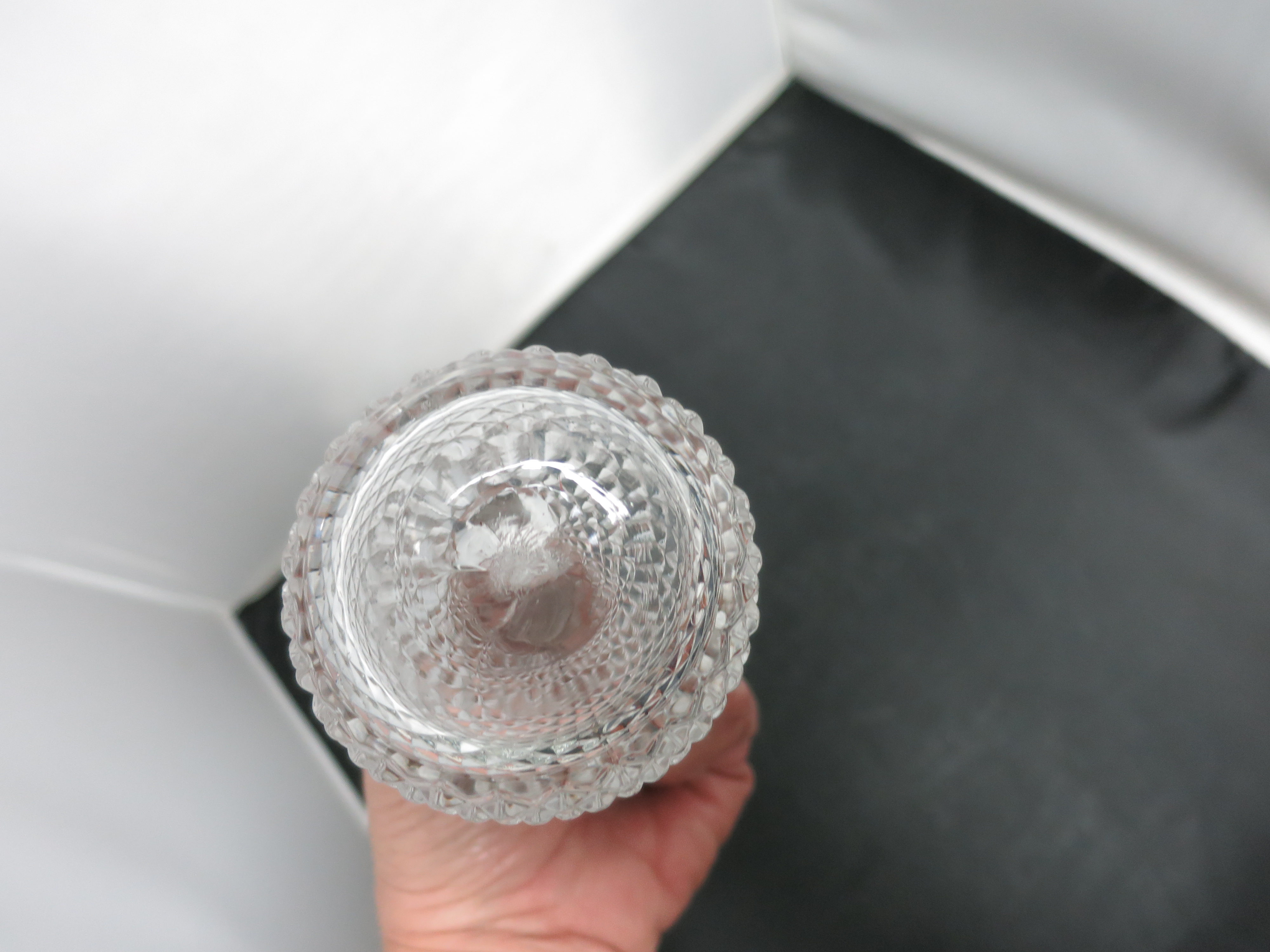 Antique Blown Cut Glass Cruet English Hobnail Diamond