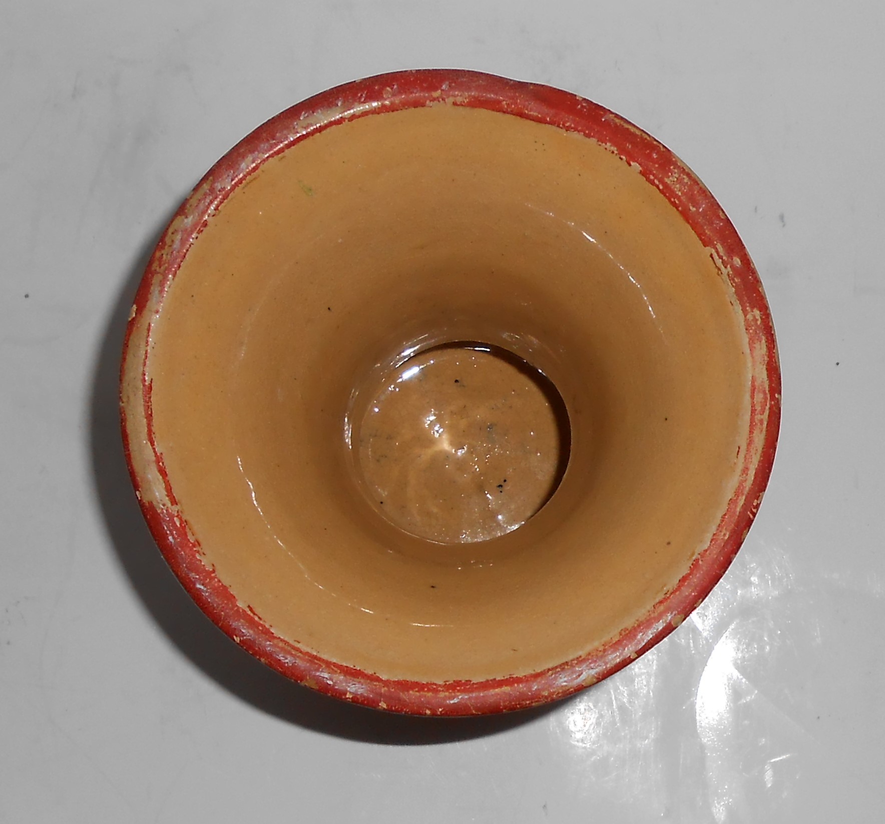 VINTAGE Pottery Yellow Ware Cold Decorated Floral Vase