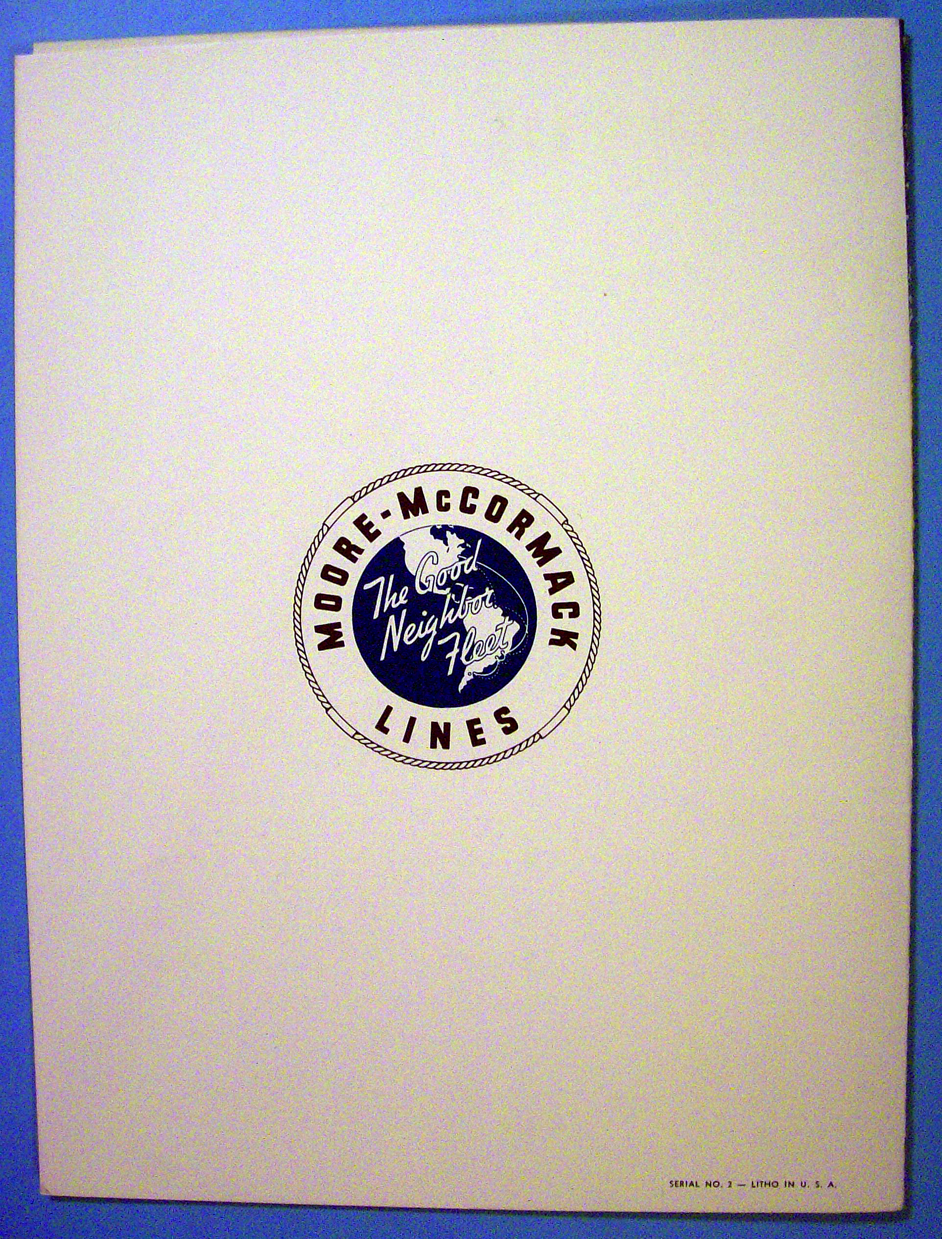 S. S. Brazil Menu (Moore-Mc Cormack Lines) April 1956