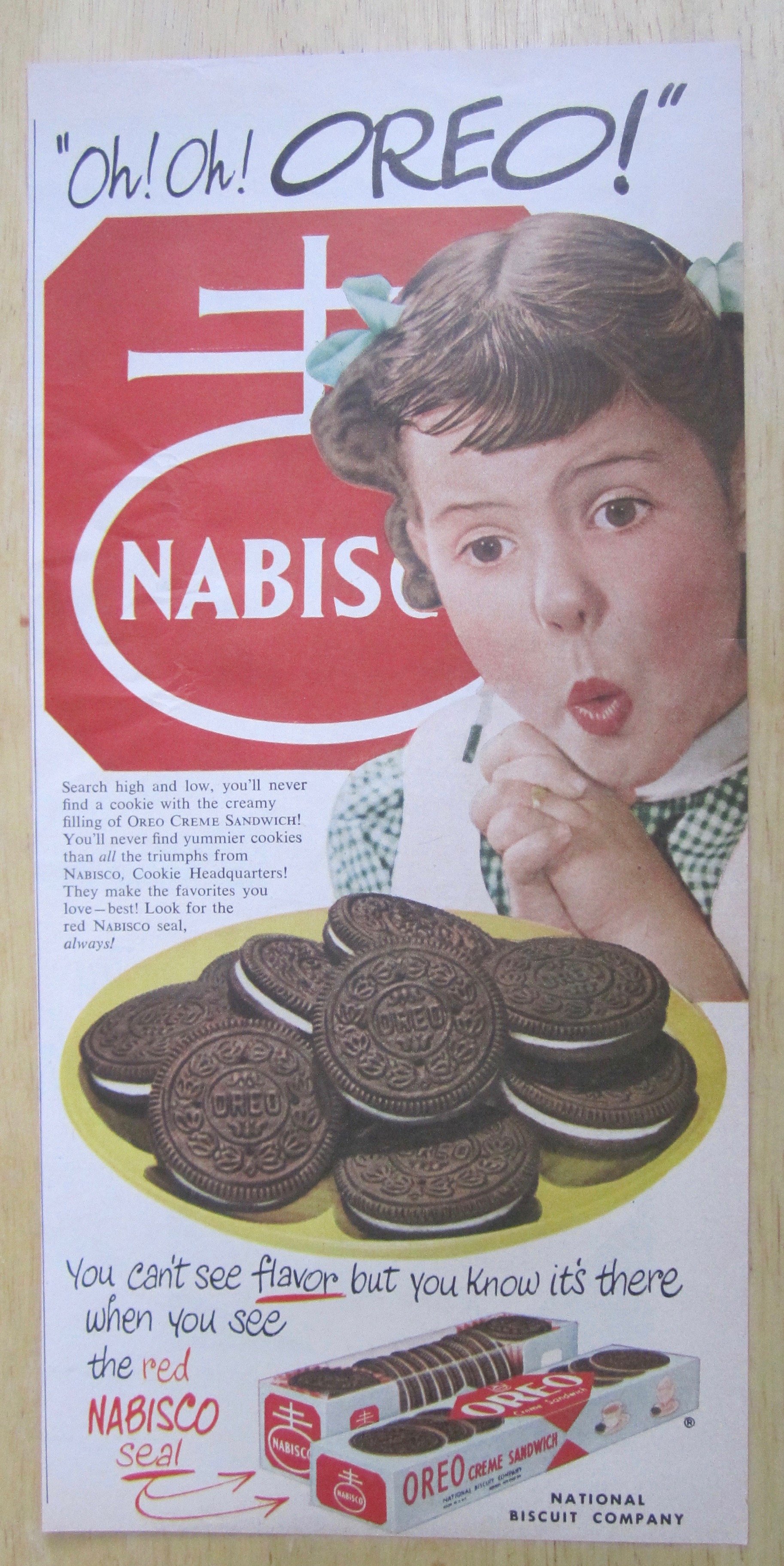 1951 Nabisco Oreo Cookies with Girl Looking at Cookies