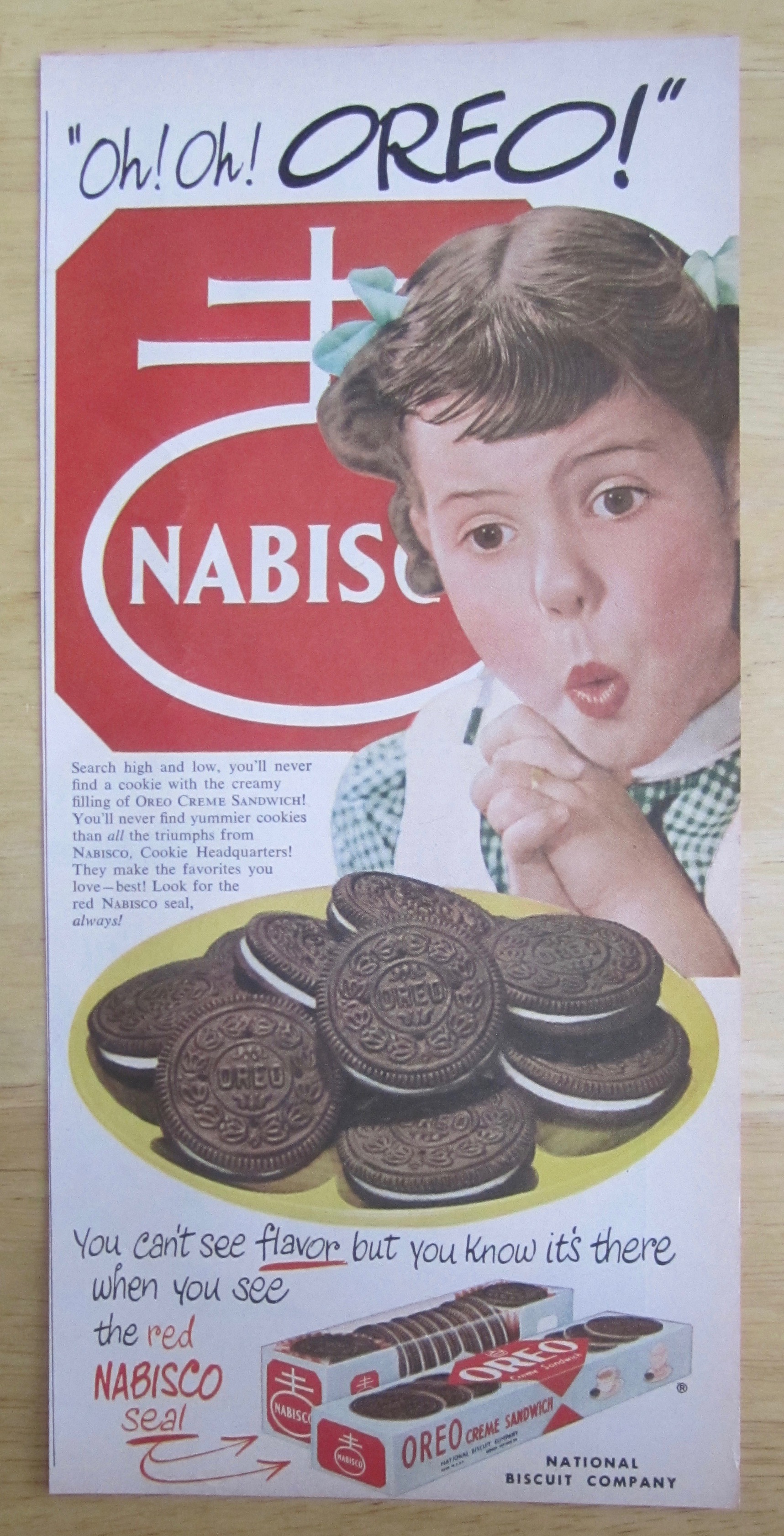 1951 Nabisco Oreo Cookies with Girl Looking at Cookies