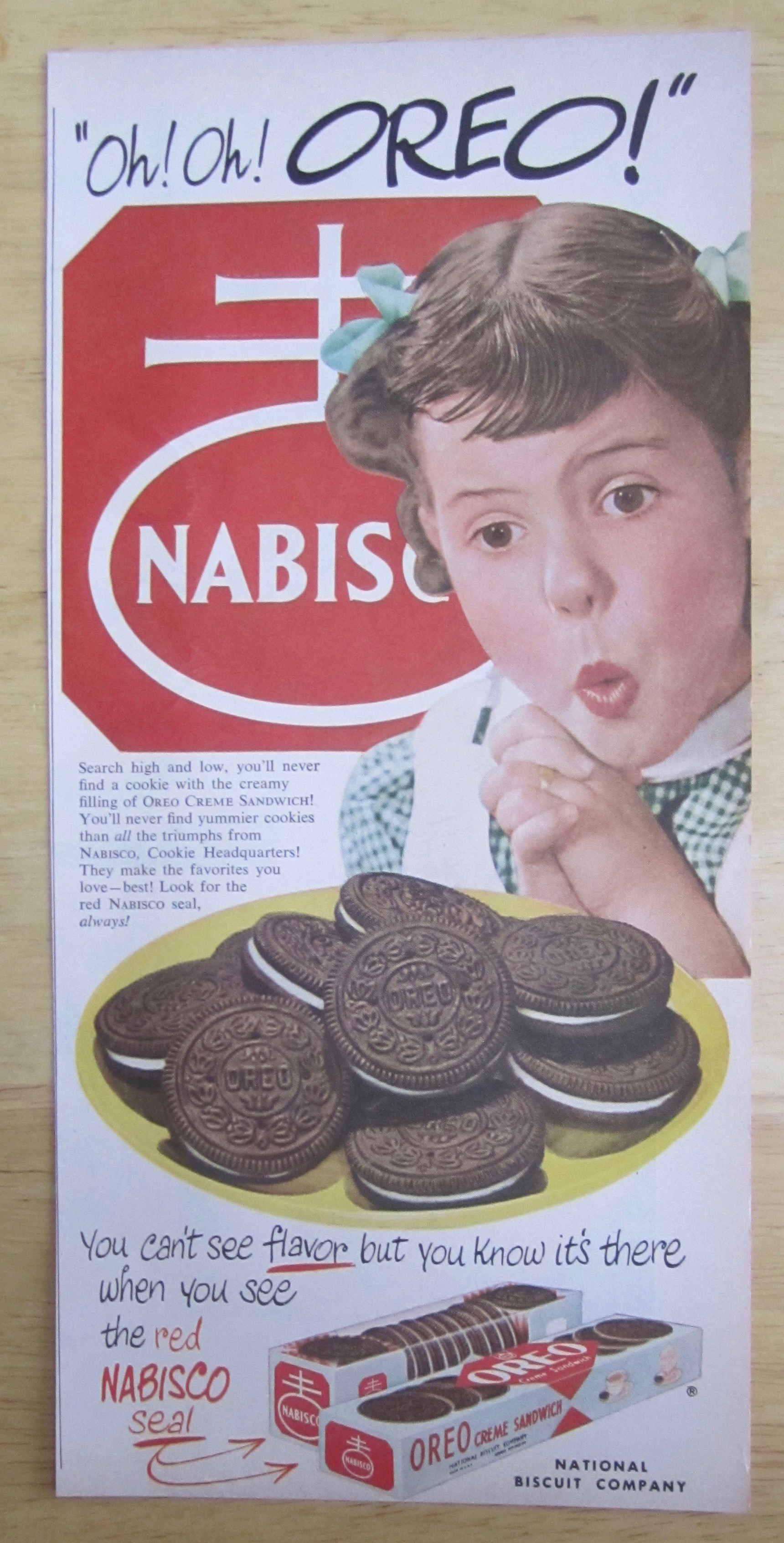 1951 Nabisco Oreo Cookies with Girl Looking at Cookies