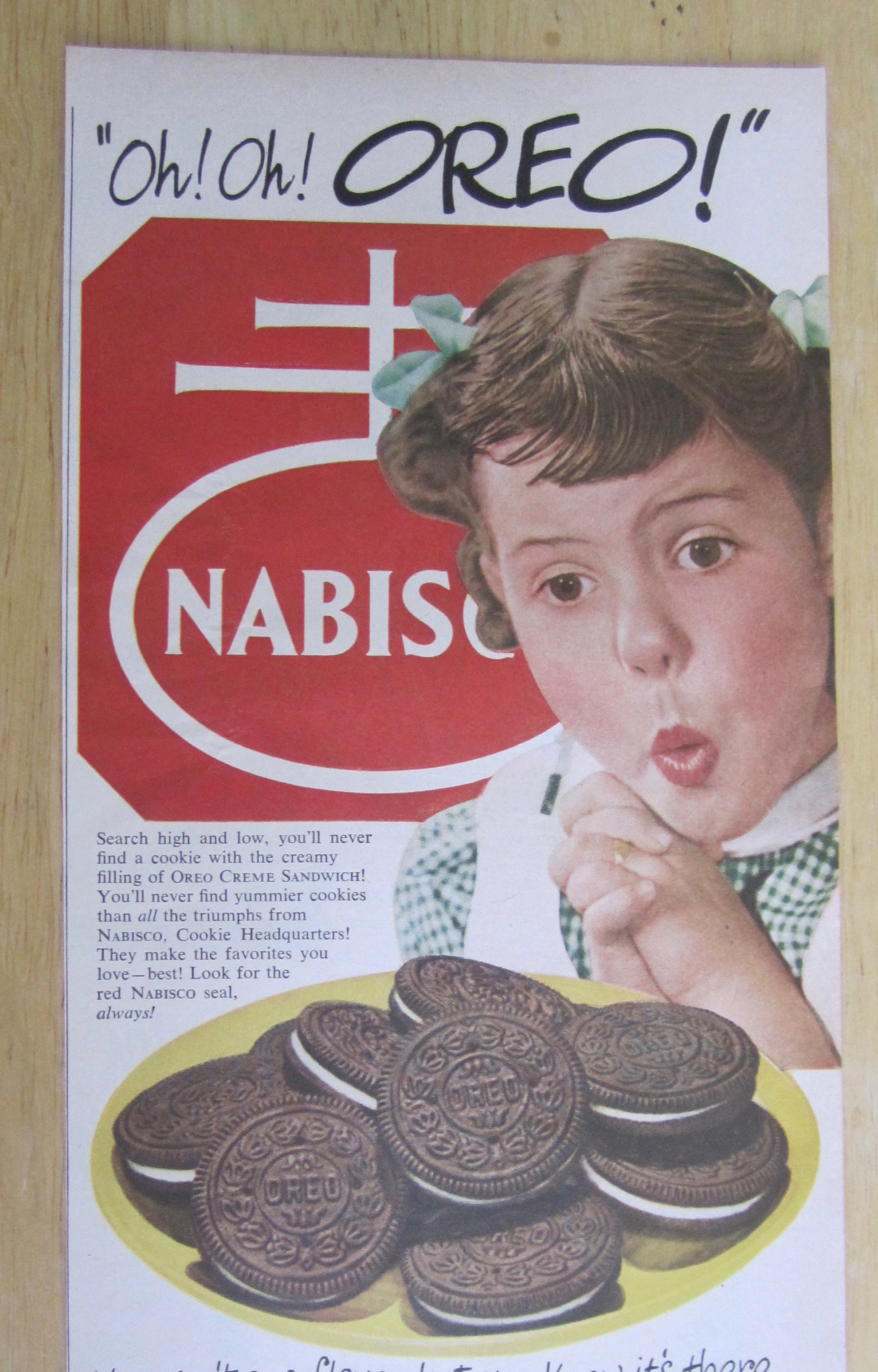 1951 Nabisco Oreo Cookies with Girl Looking at Cookies