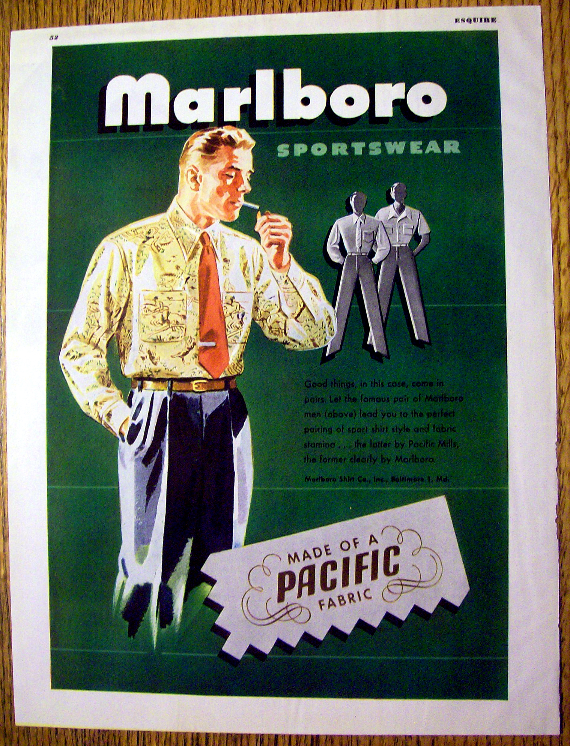 1946 Marlboro Sportswear with Man Lighting Cigarette