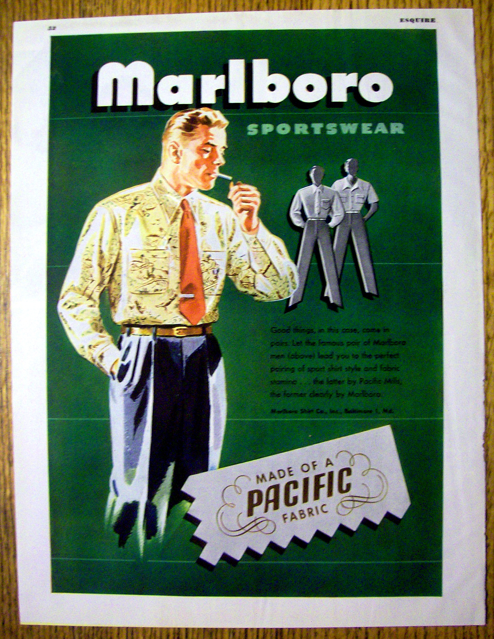 1946 Marlboro Sportswear with Man Lighting Cigarette