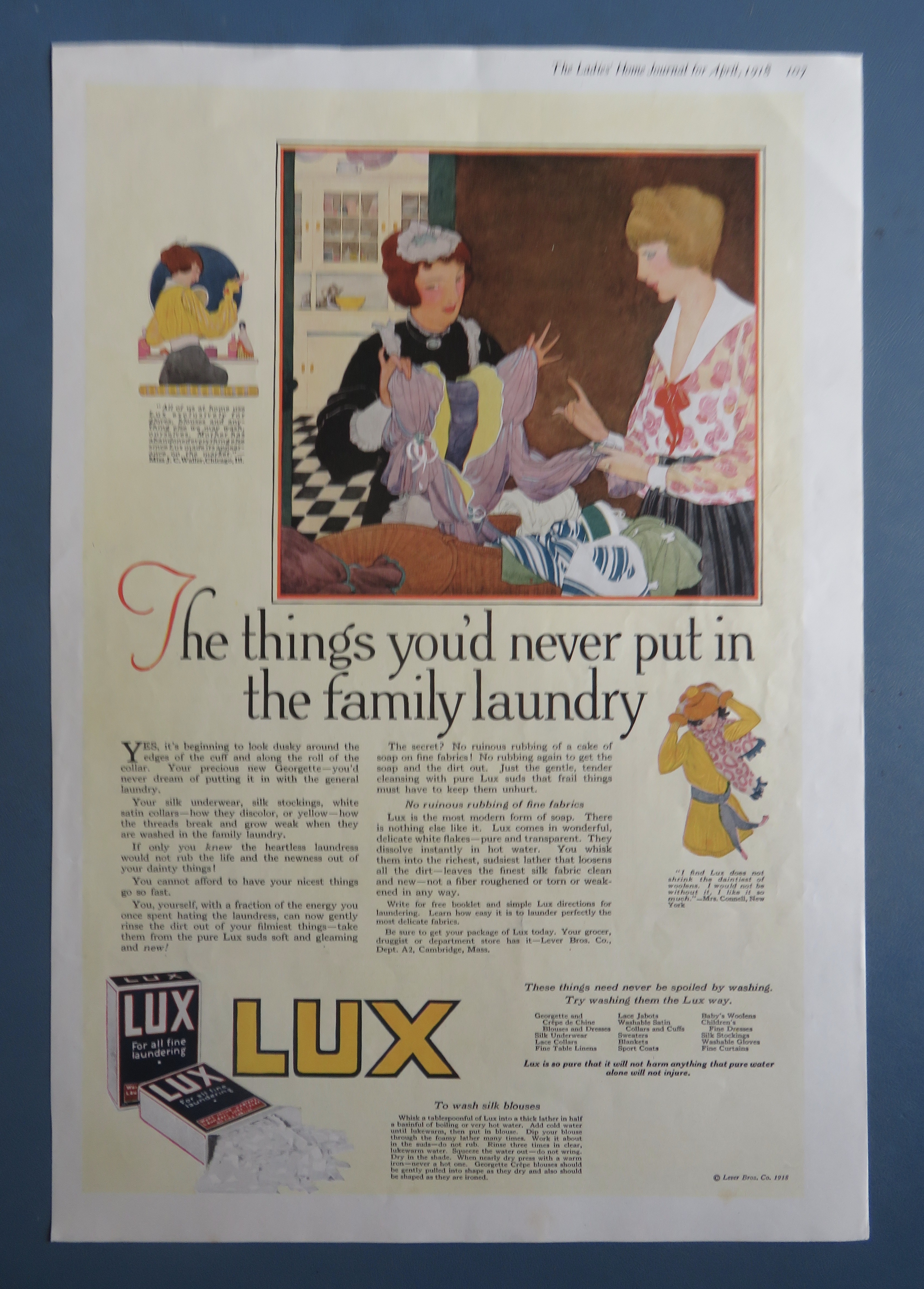 1918 Lux Soap with Woman & Maid Looking At Dress