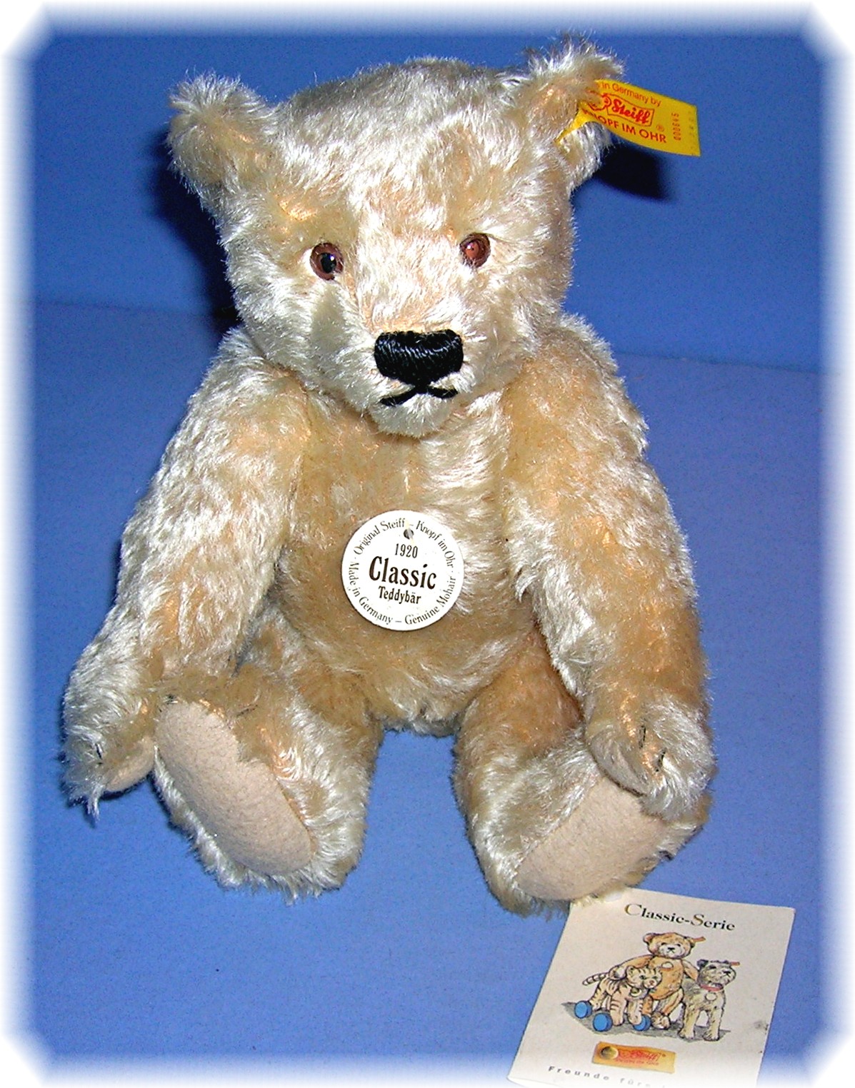 10 Inch Blonde Mohair Steiff Teddy Bear