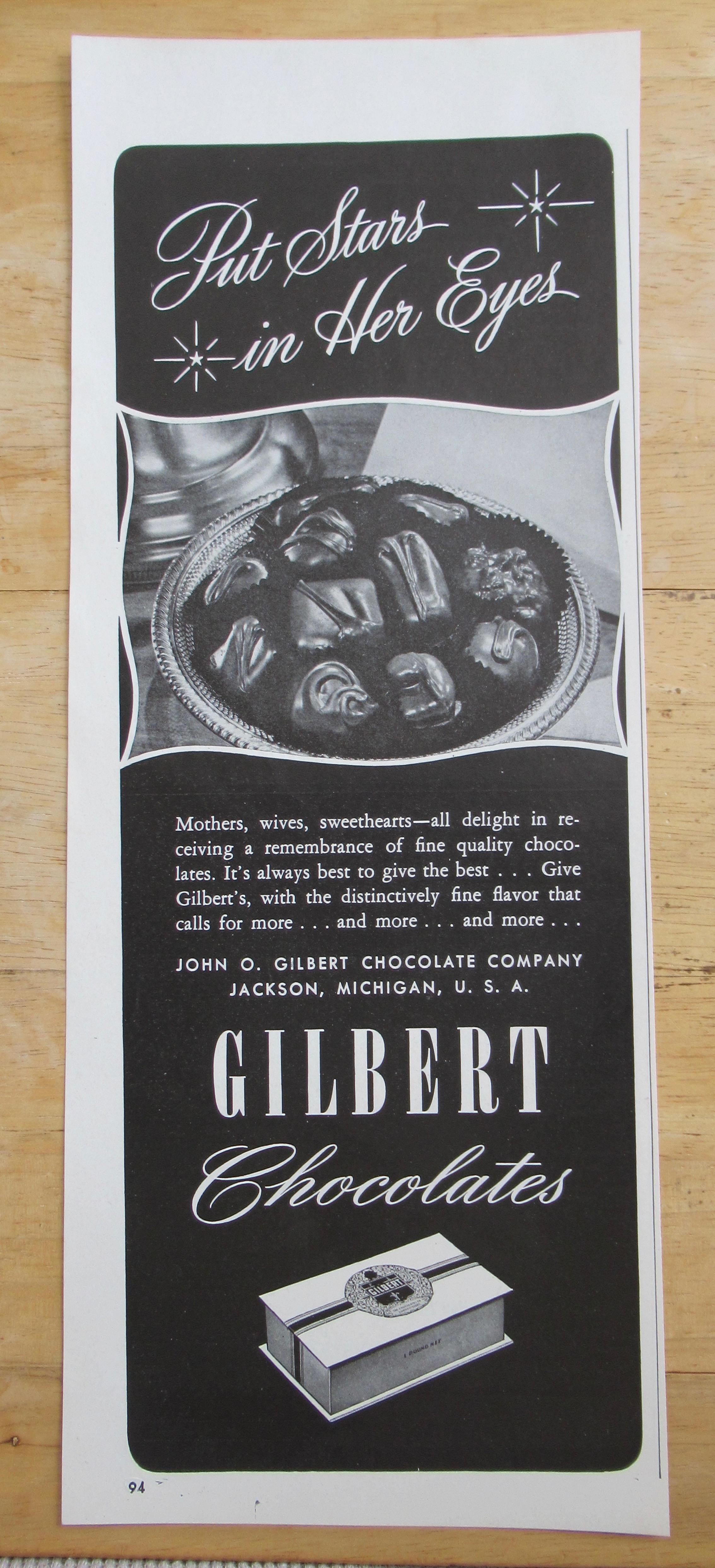 1947 Gilbert Chocolates with Chocolates on a Plate