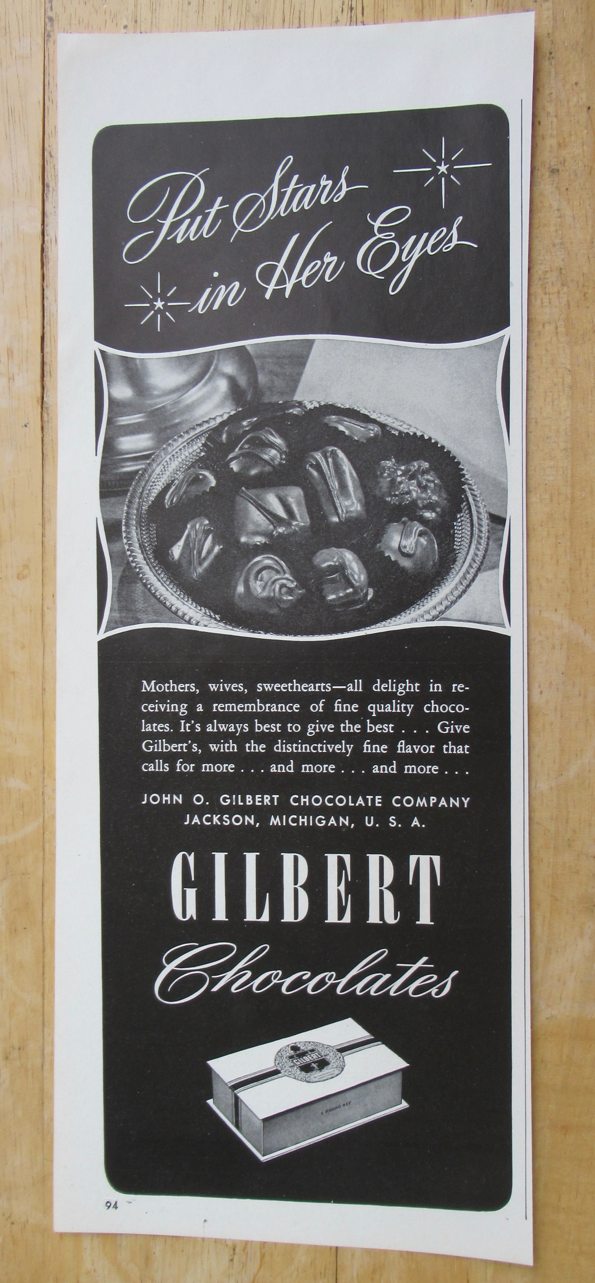1947 Gilbert Chocolates with Chocolates on a Plate
