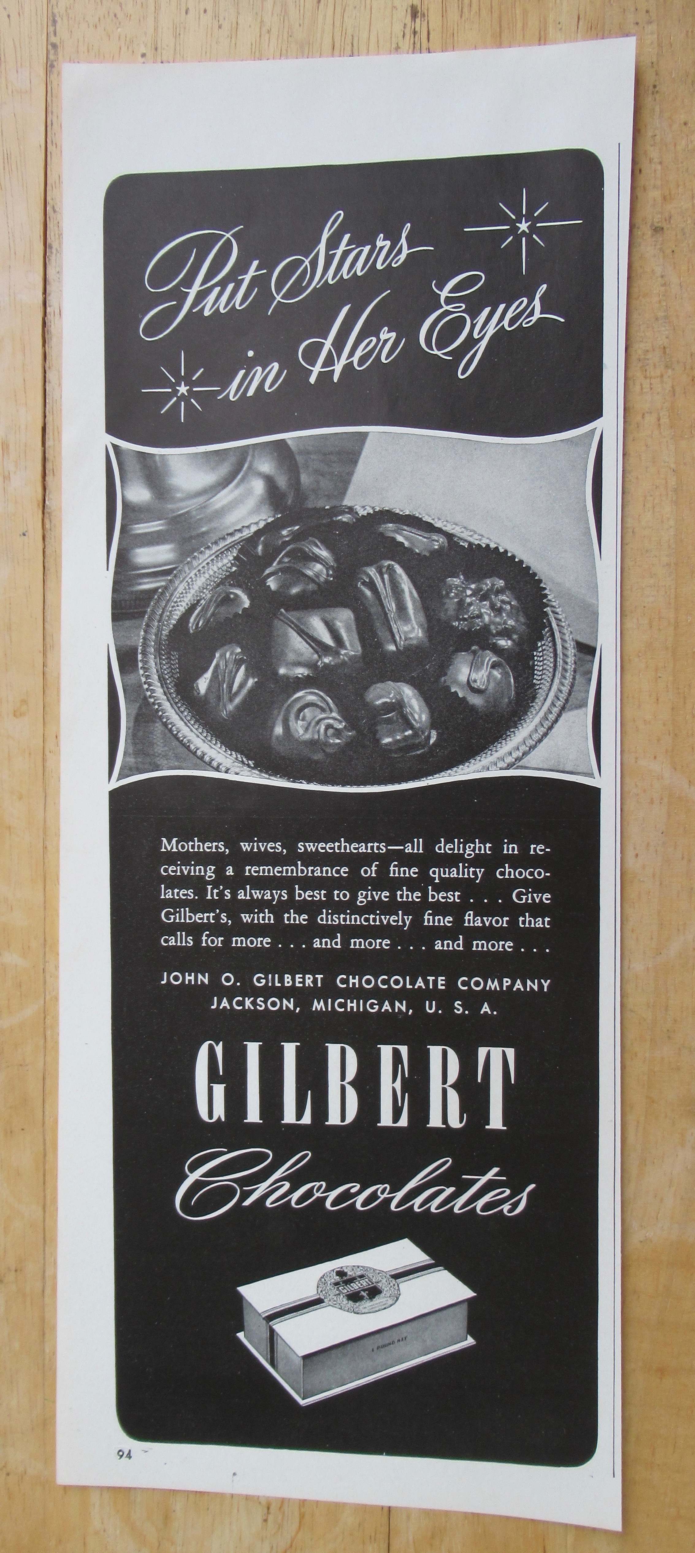 1947 Gilbert Chocolates with Chocolates on a Plate