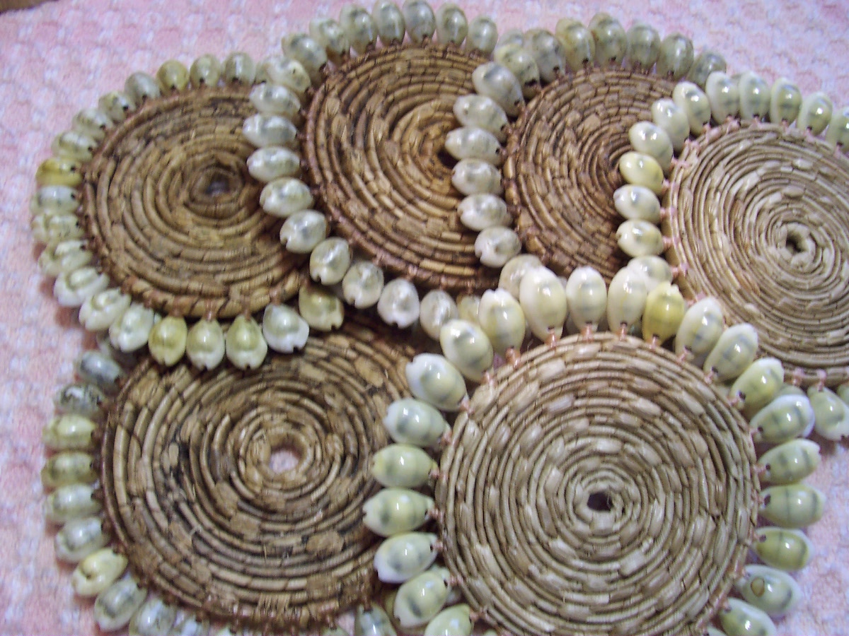 Basket Weave Coaster Set with Sea Shells