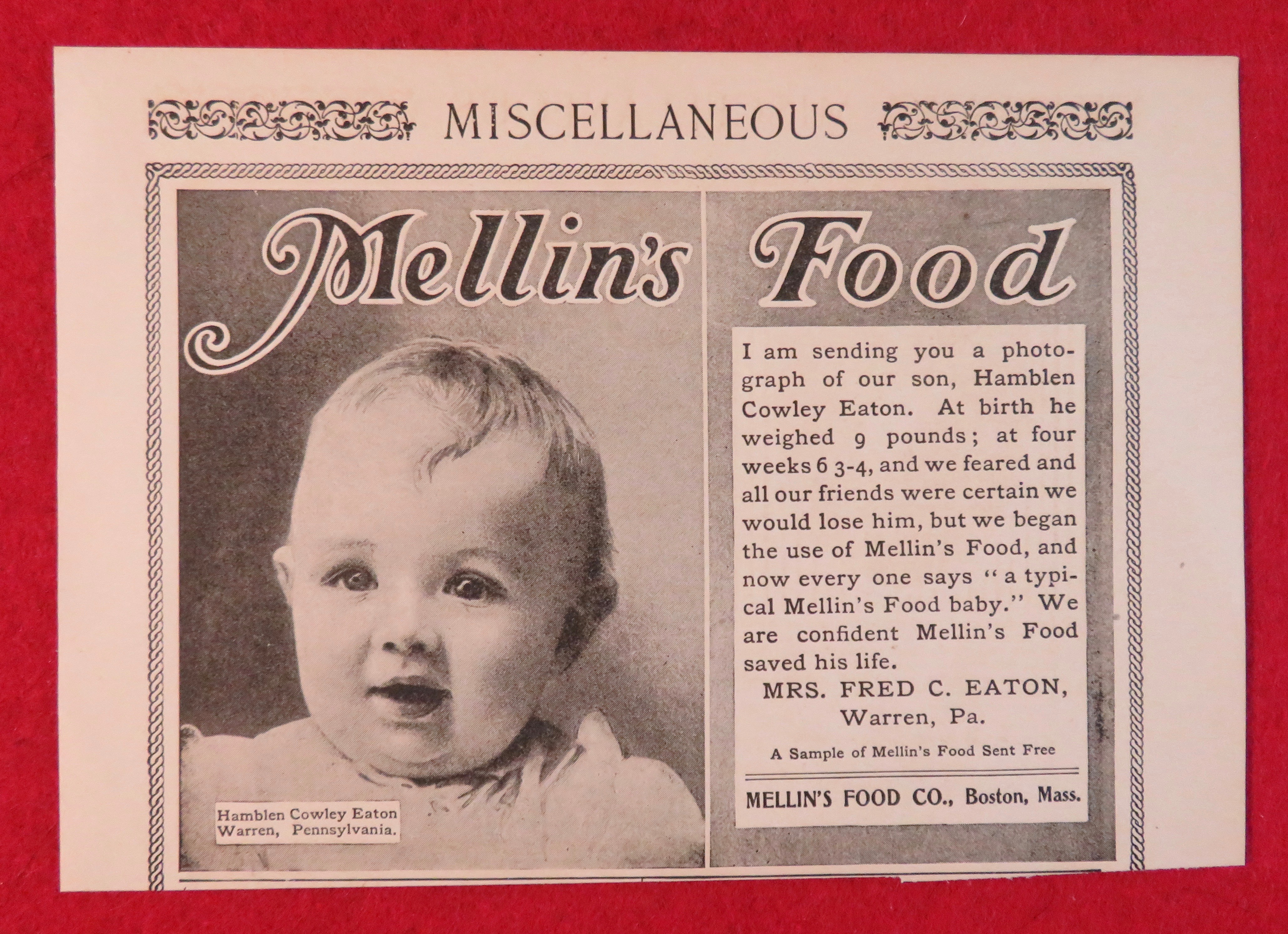 1902 Mellin'a Food with Lovely Little Baby Face
