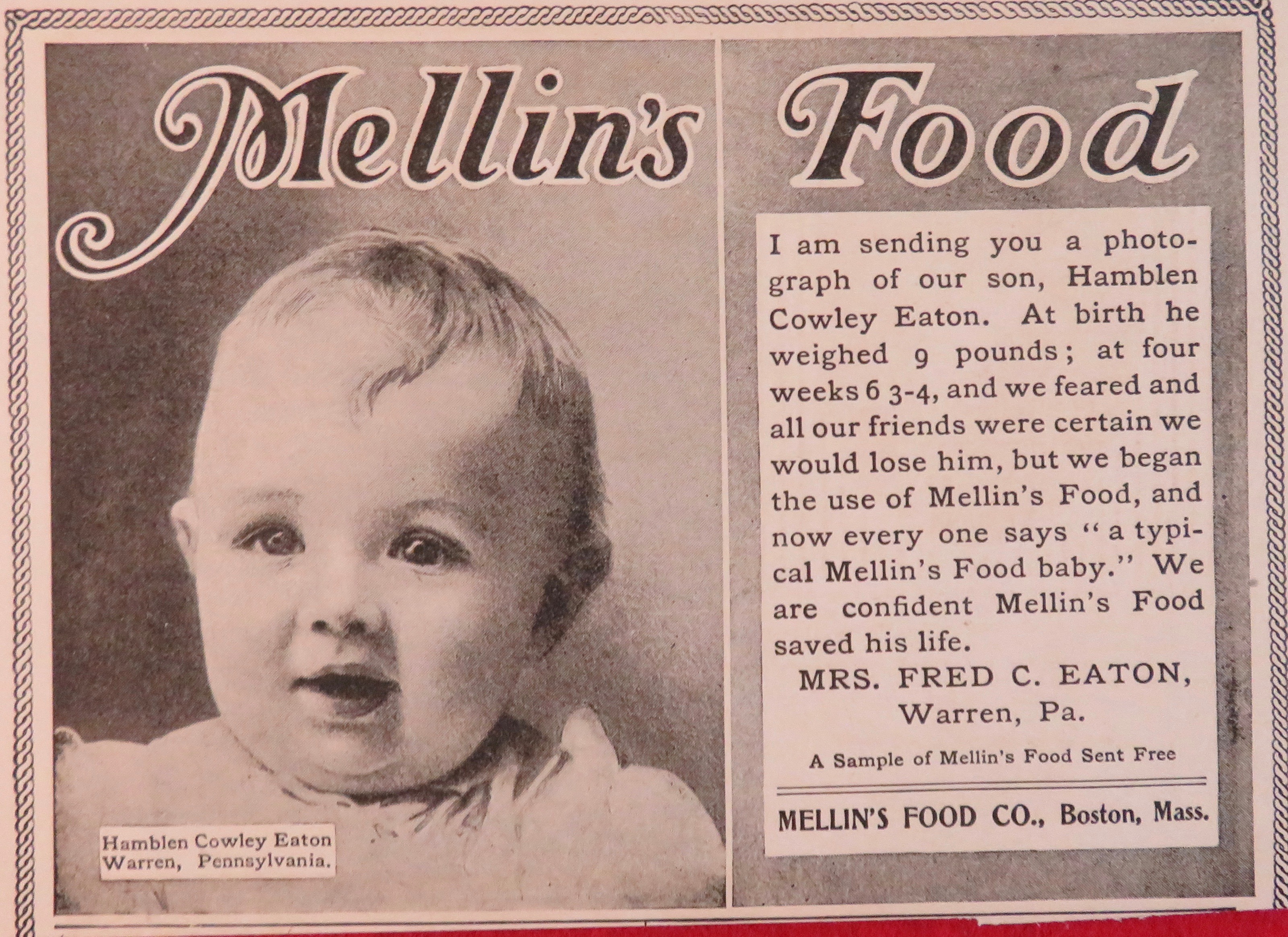1902 Mellin'a Food with Lovely Little Baby Face
