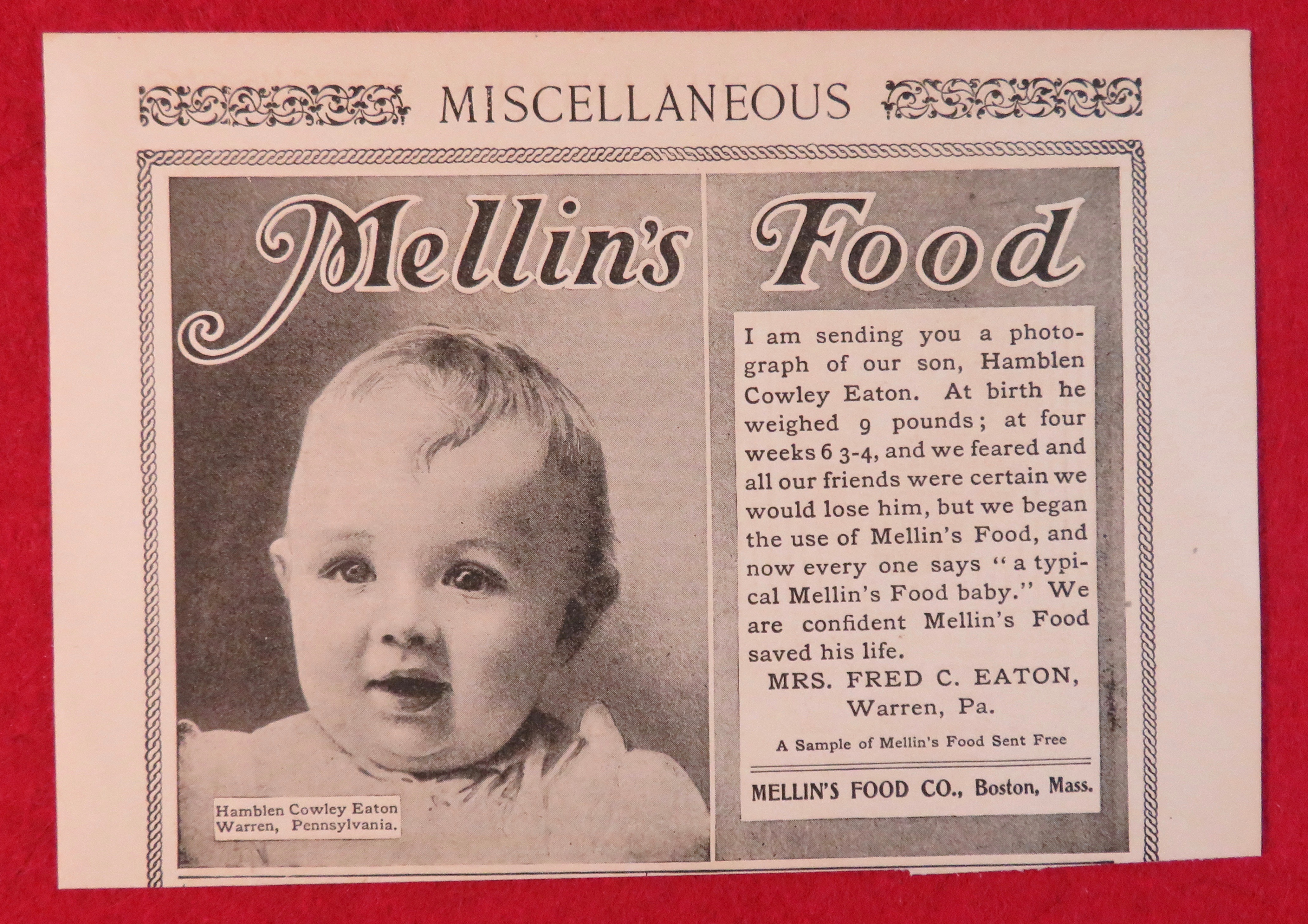 1902 Mellin'a Food with Lovely Little Baby Face