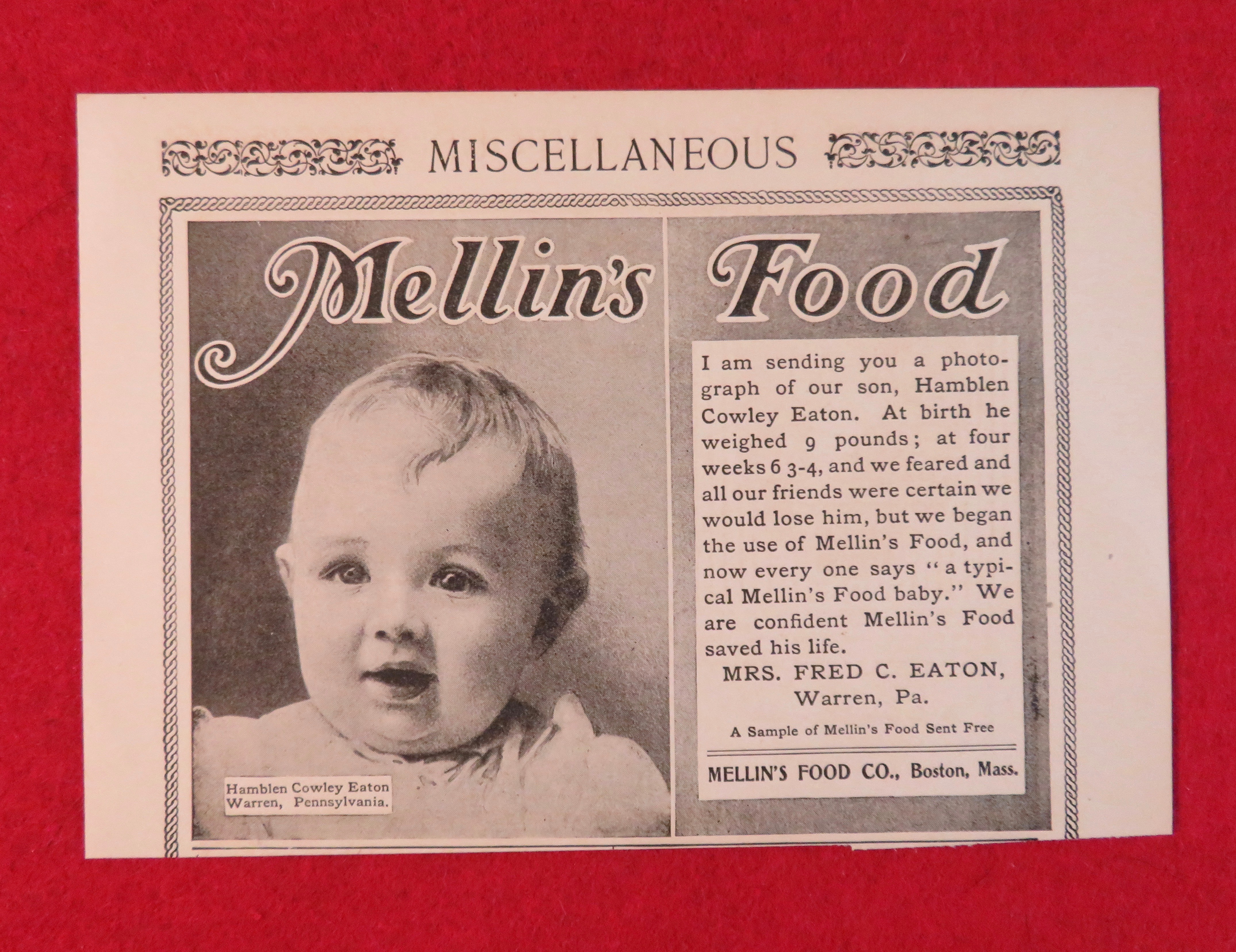 1902 Mellin'a Food with Lovely Little Baby Face