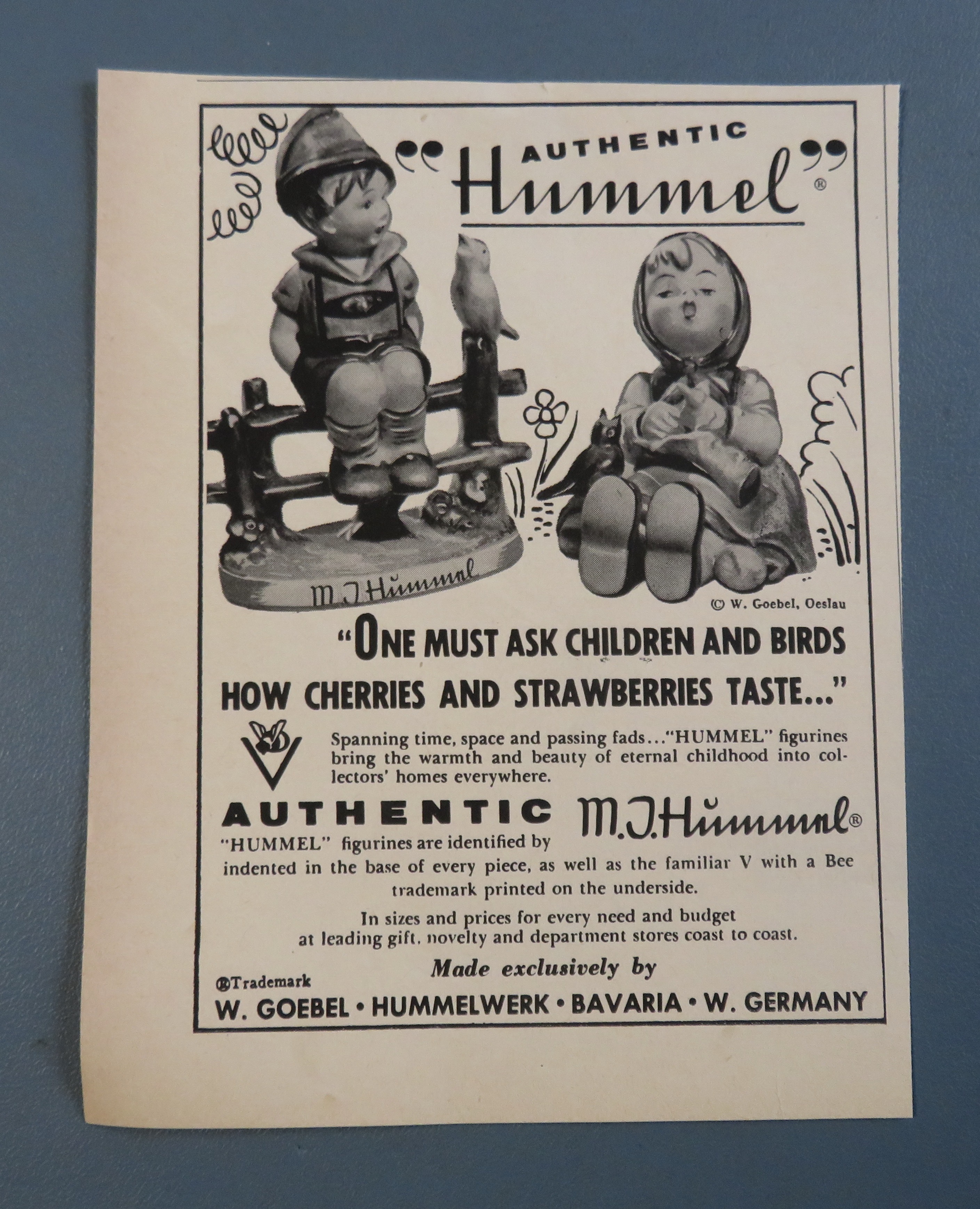 1956 M J Hummel Figurine with Boy & Girl