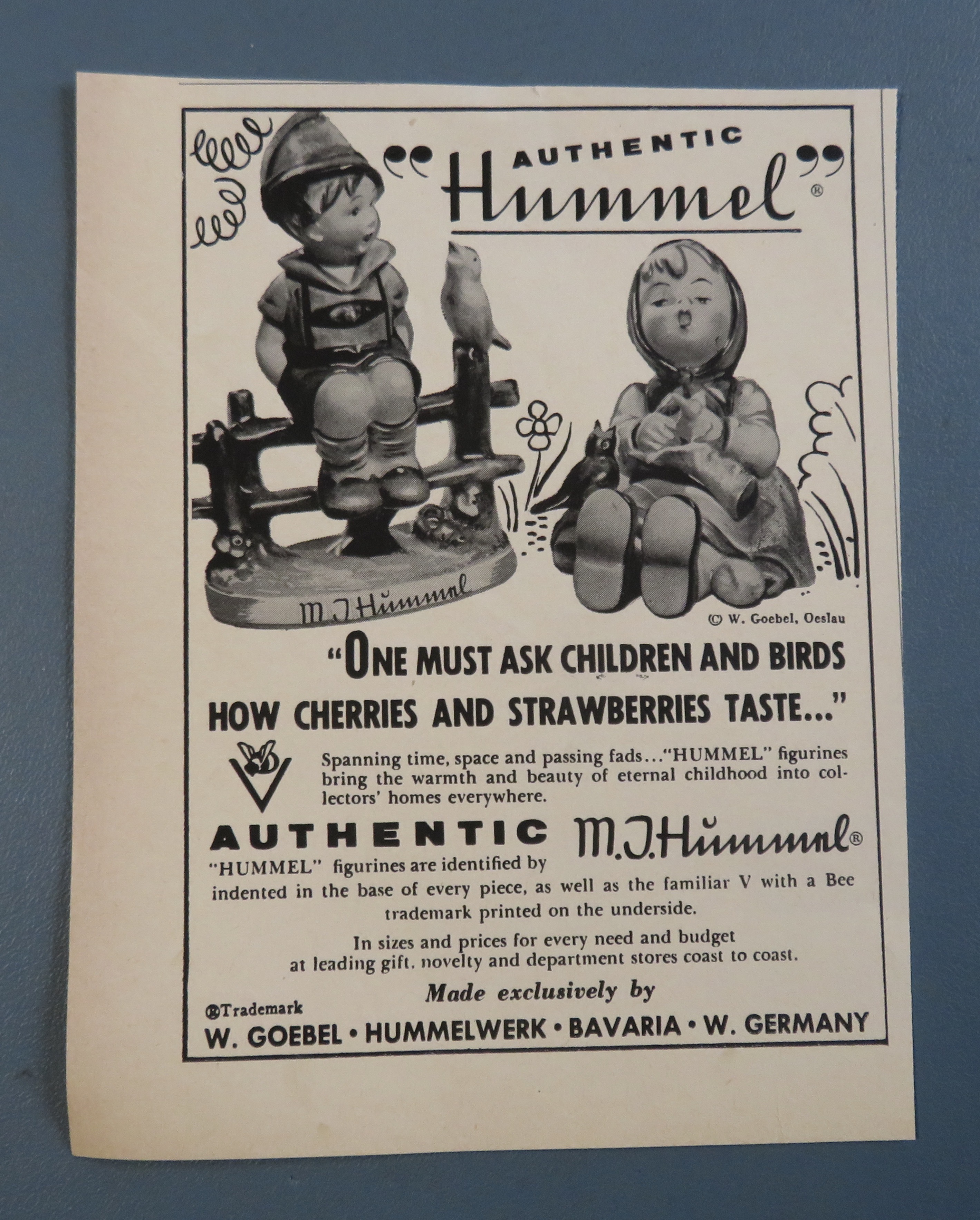1956 M J Hummel Figurine with Boy & Girl