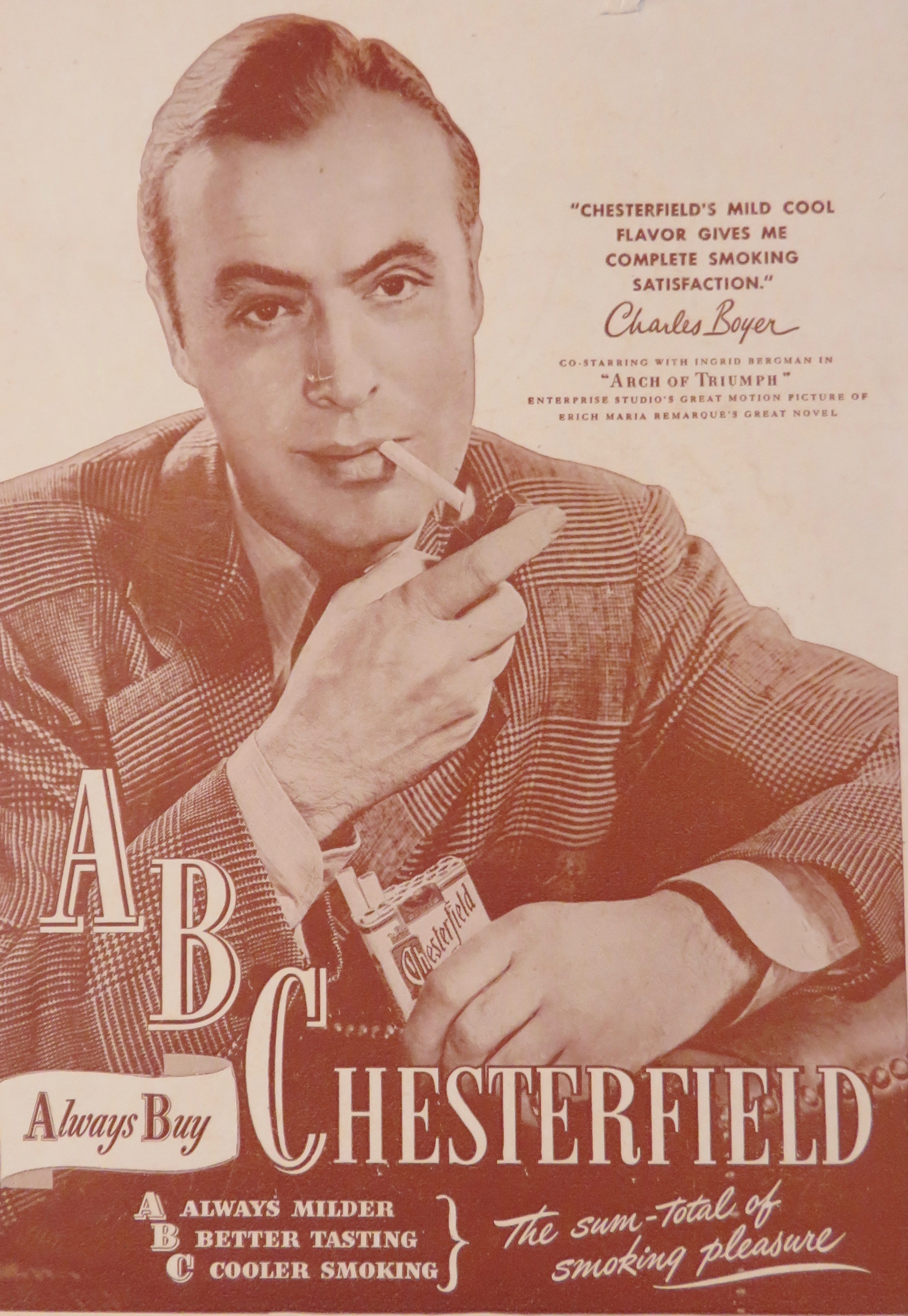 1947 Chesterfield Cigarettes with Charles Boyer