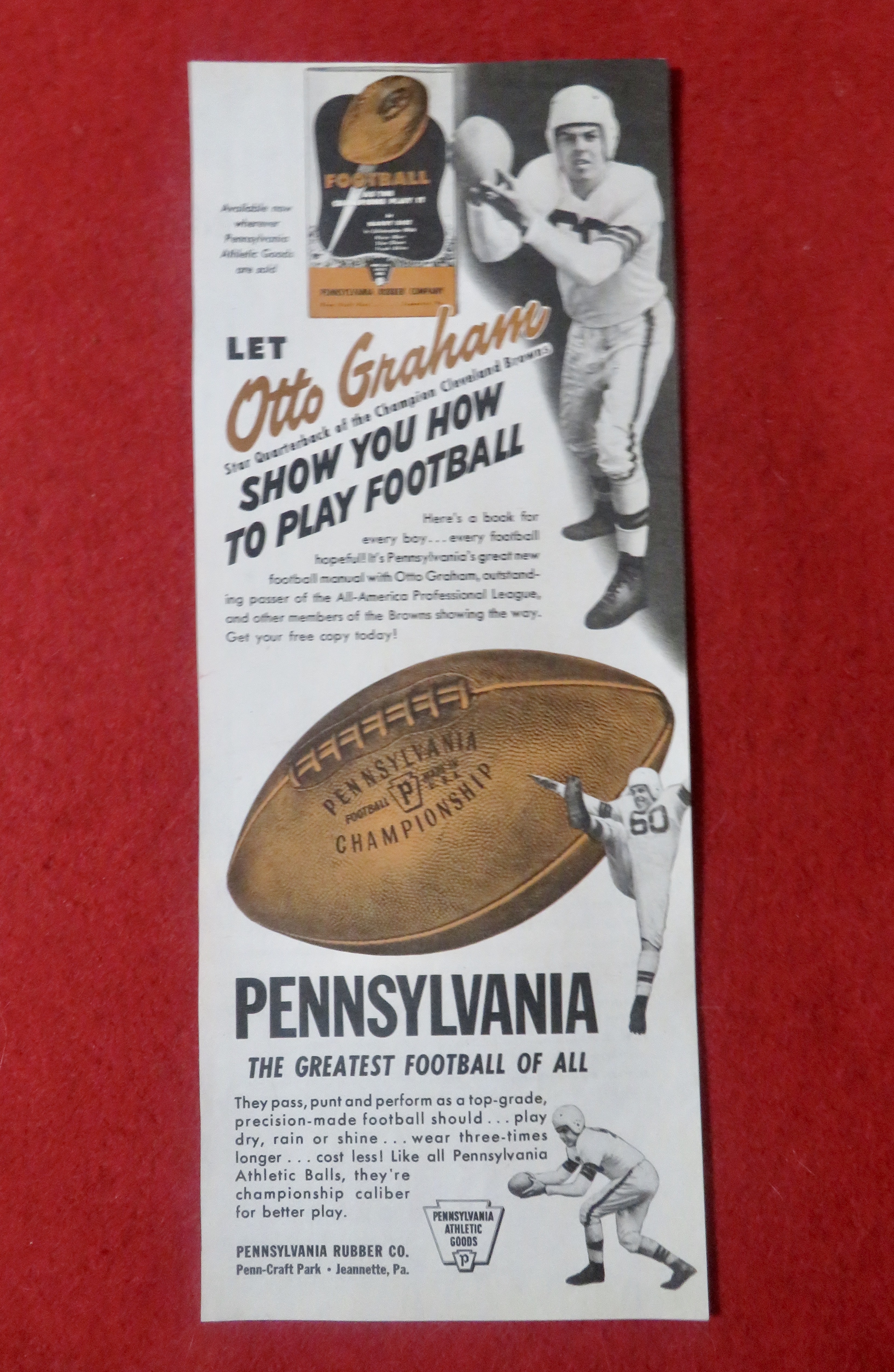 1948 Pennsylvania Football with Quarterback Otto Graham