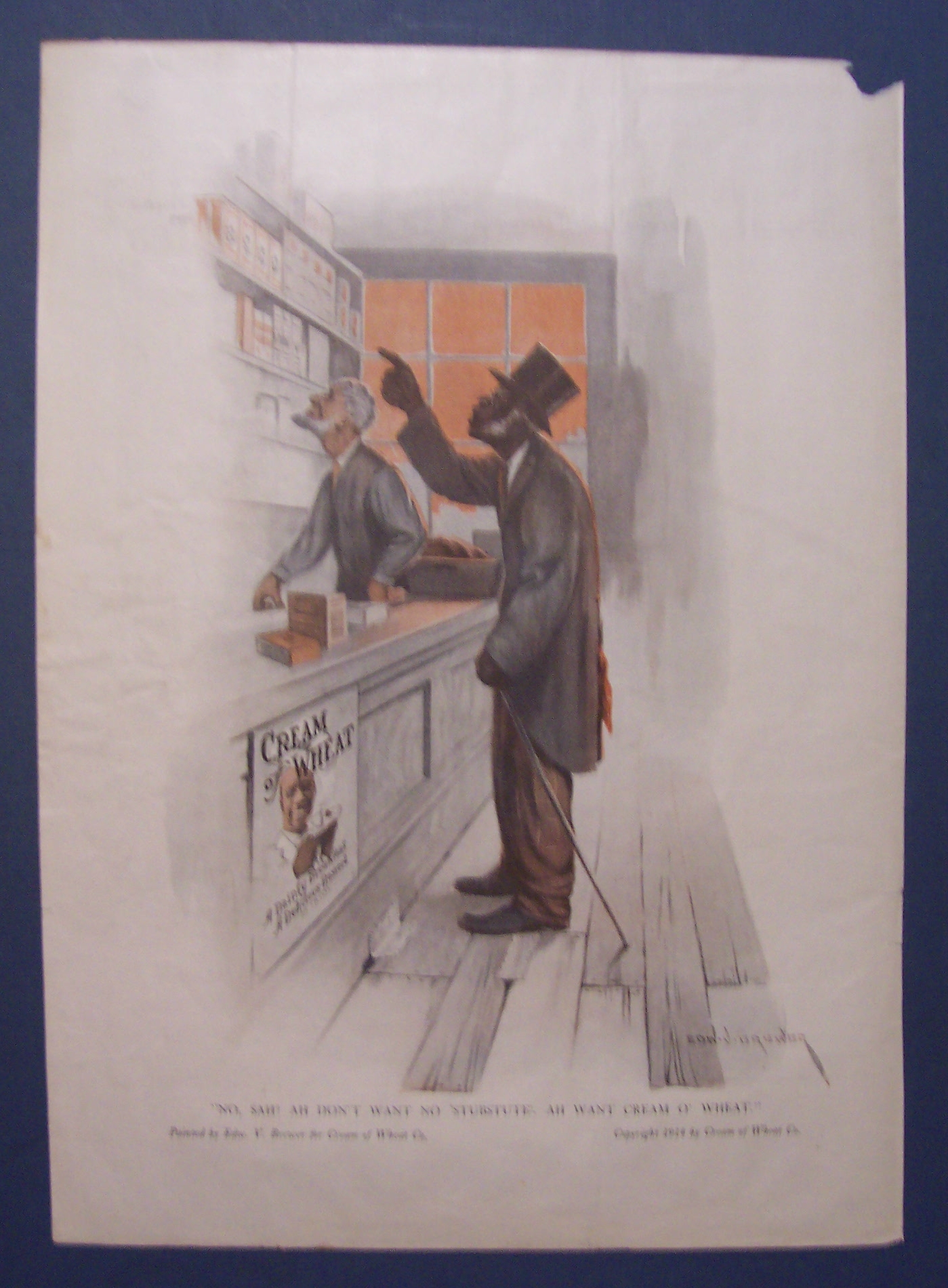 1914 Cream Of Wheat Cereal Ad with Man Pointing