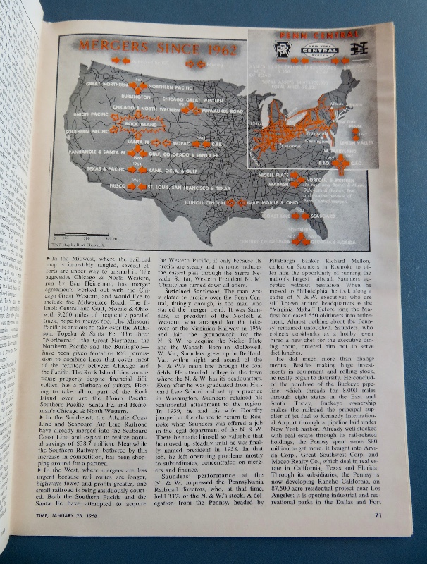 Time Magazine January 26, 1968 Penn Central's Stuart Saunders