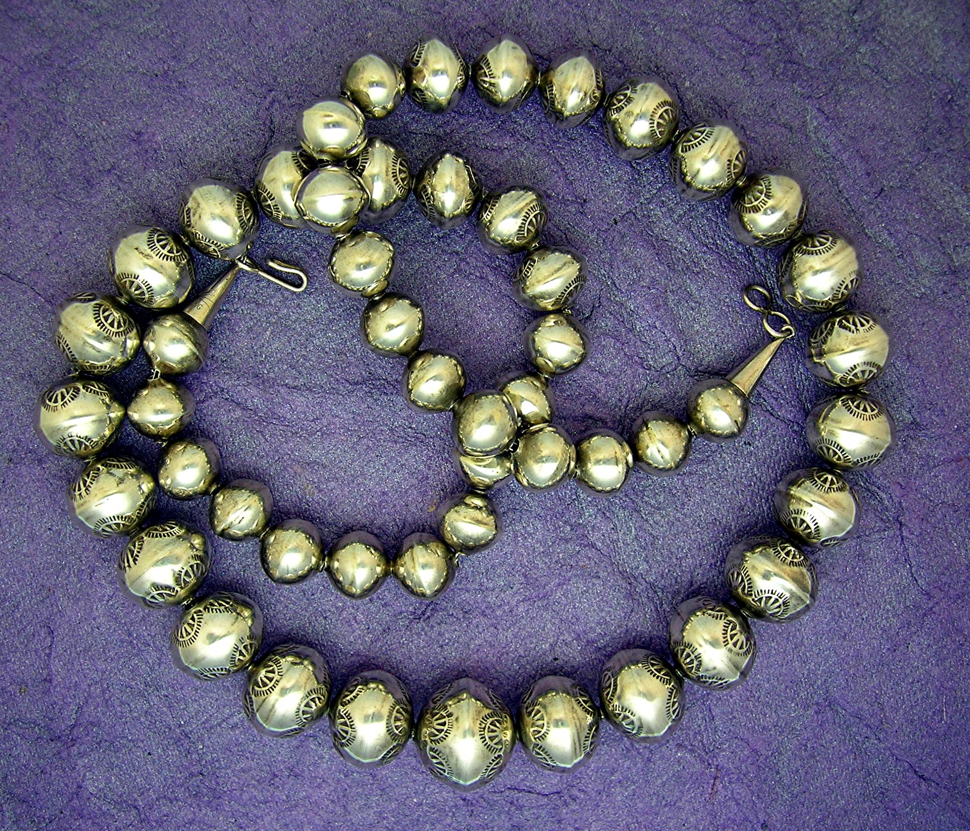 Navajo Pearls Sterling Silver Graduated 28 Inch Necklac