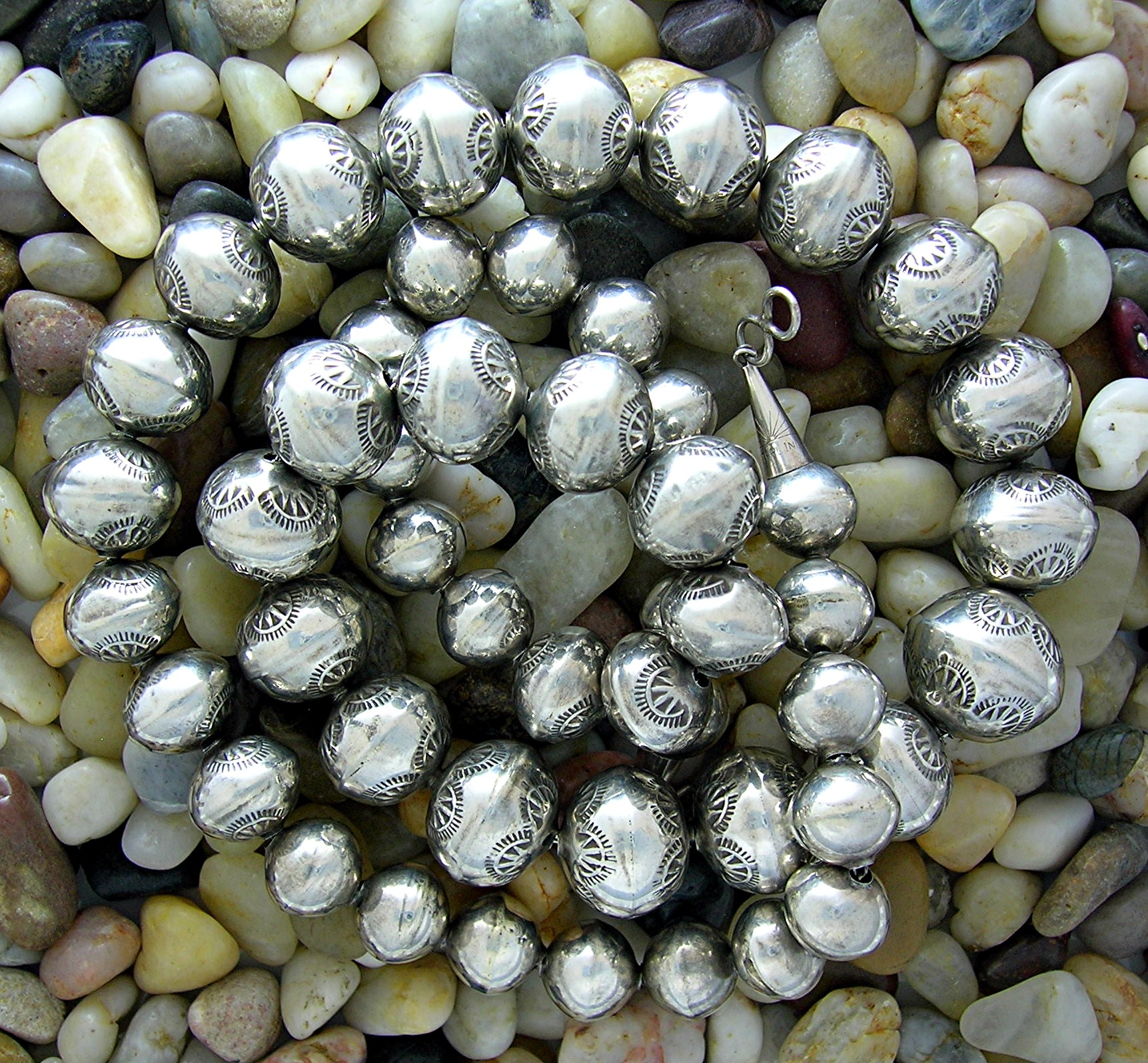 Navajo Pearls Sterling Silver Graduated 28 Inch Necklac