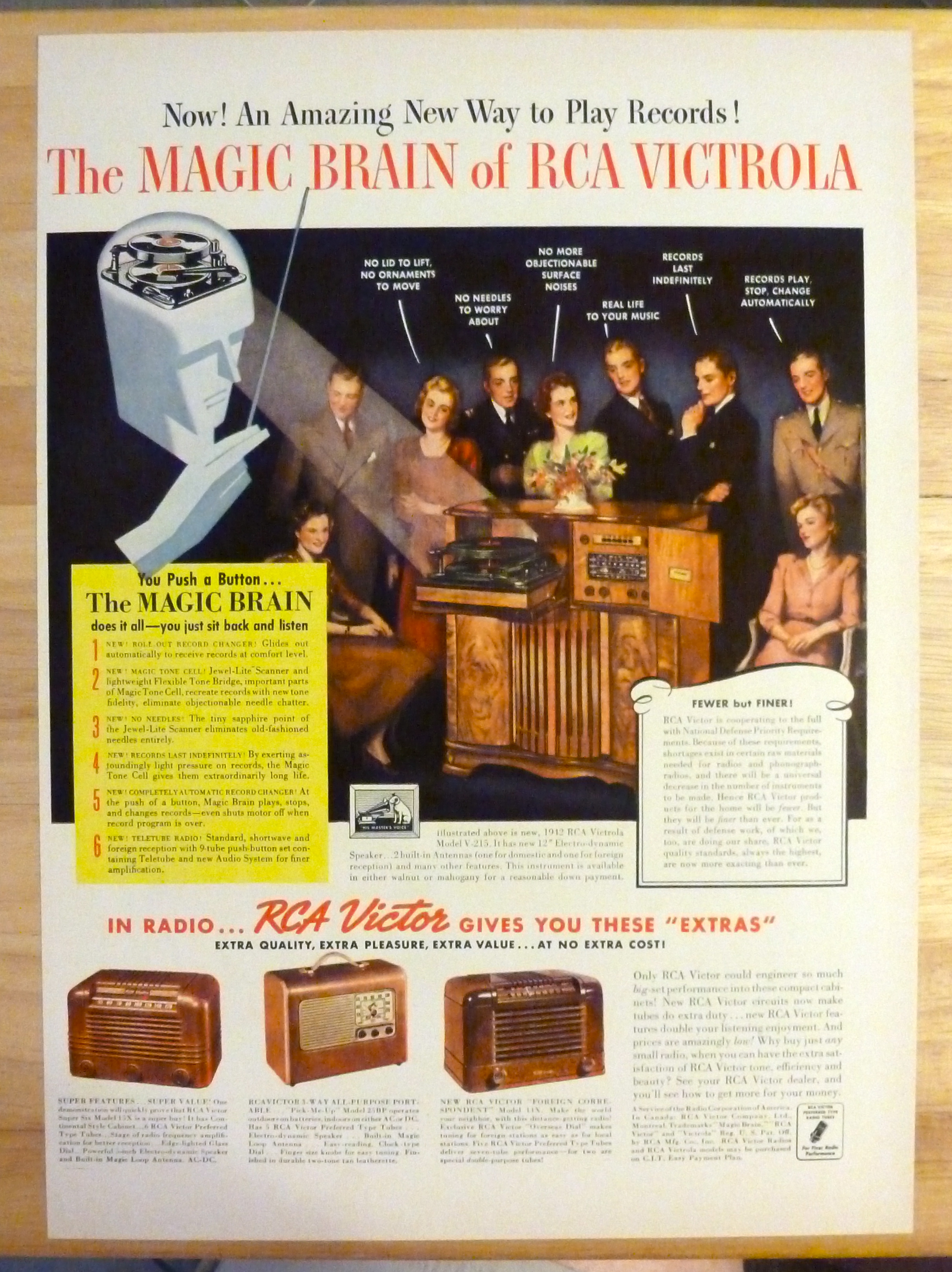 1941 RCA Victor Victrola with Group of People Talking