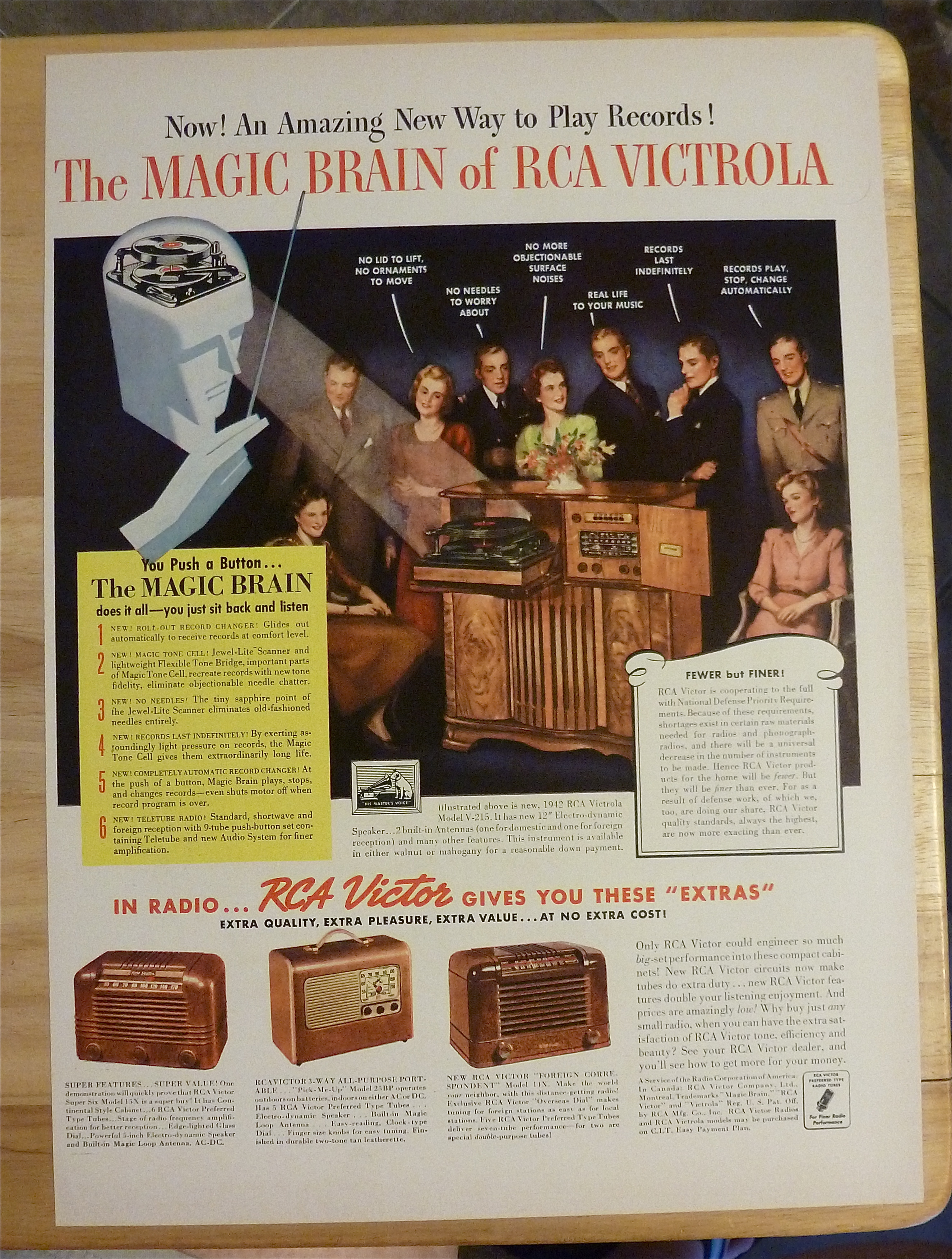 1941 RCA Victor Victrola with Group of People Talking