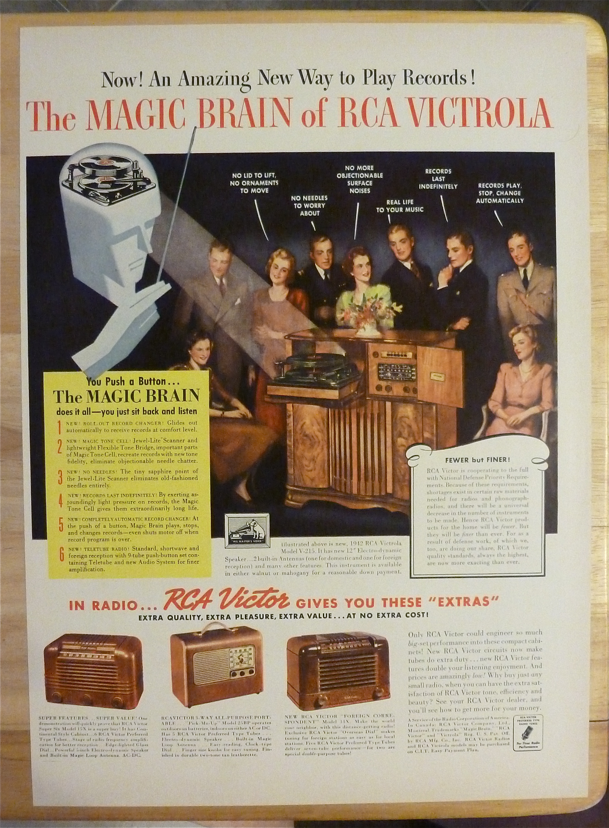 1941 RCA Victor Victrola with Group of People Talking