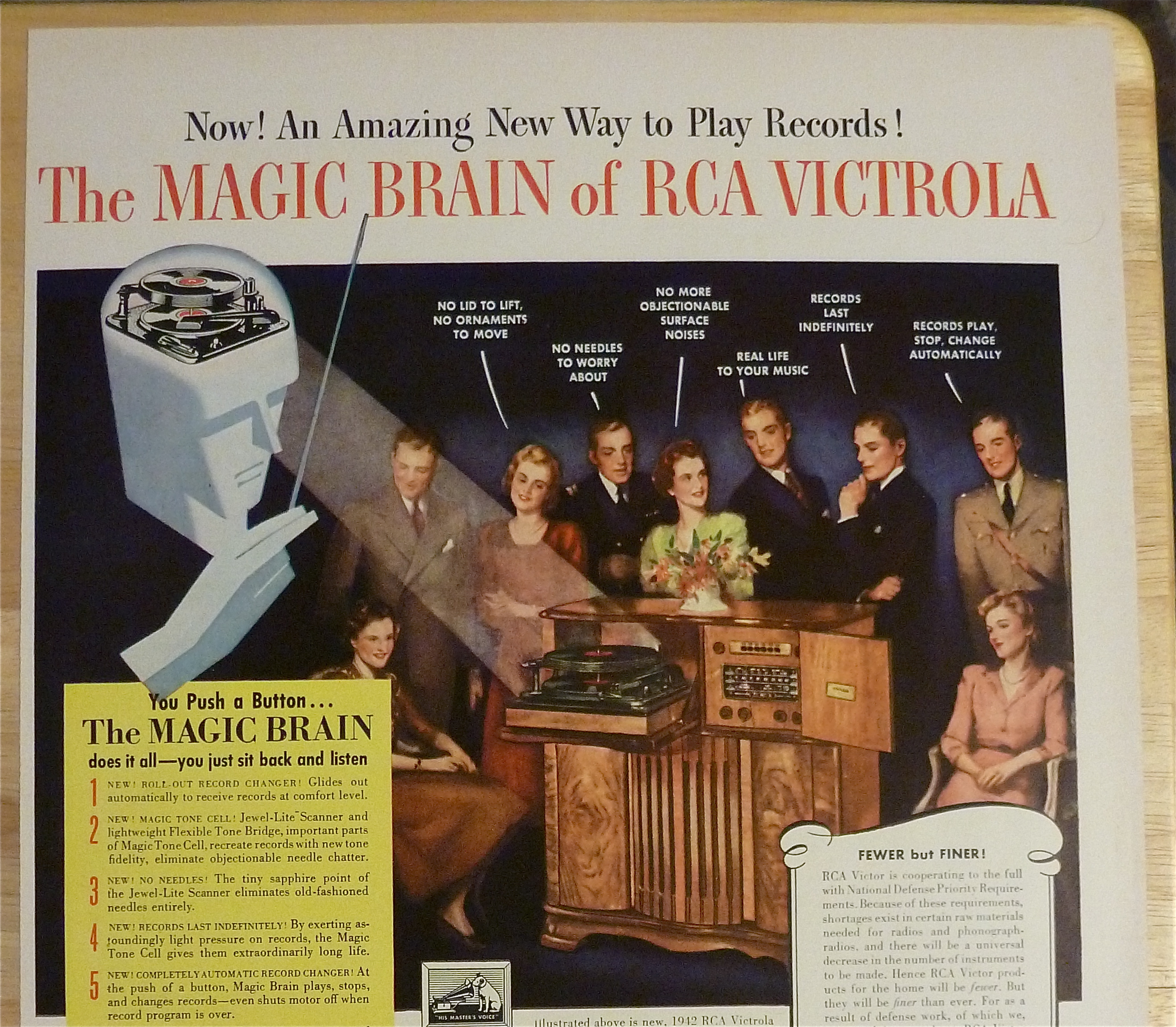 1941 RCA Victor Victrola with Group of People Talking