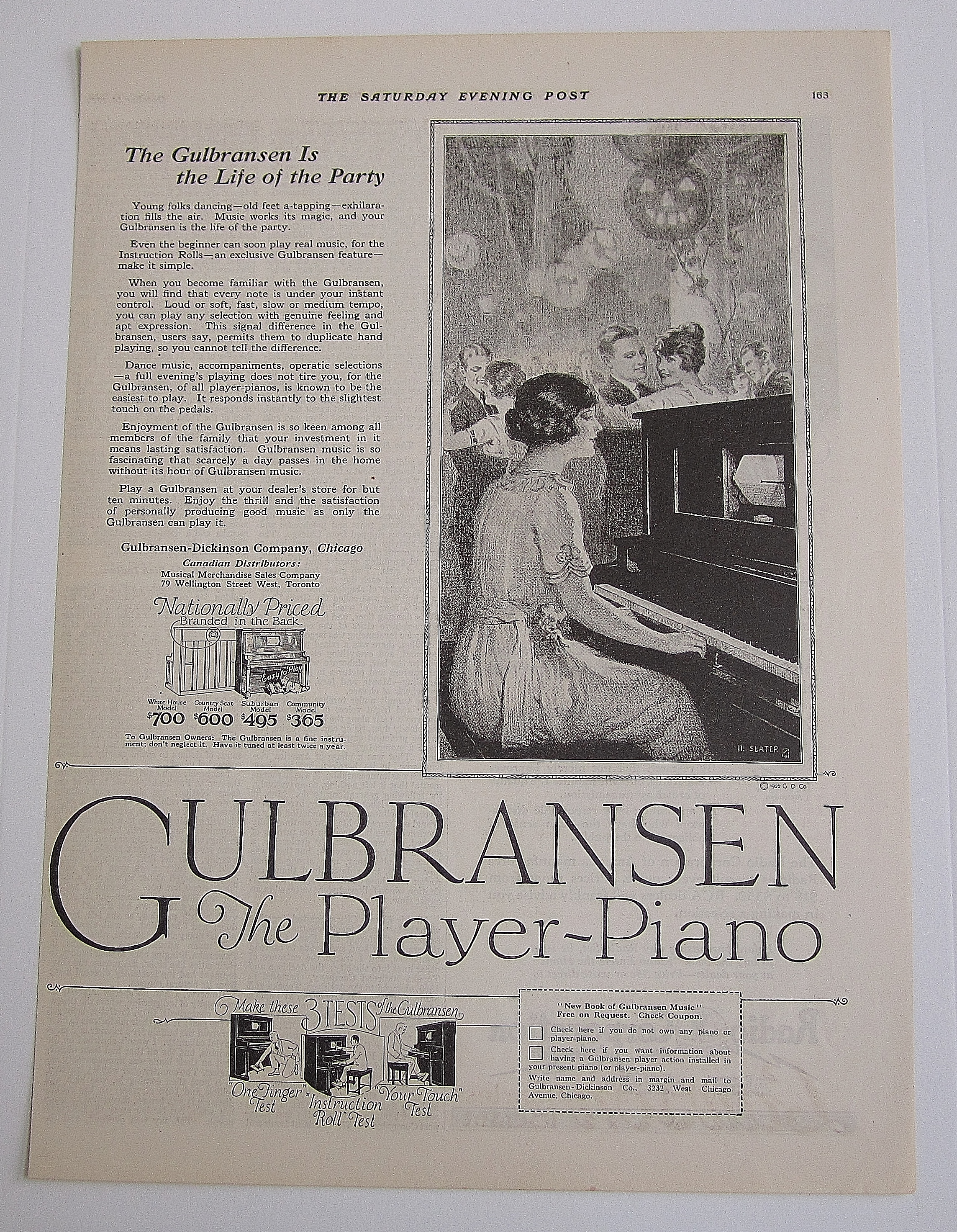 1922 Gulbransen Piano With Woman Playing Piano