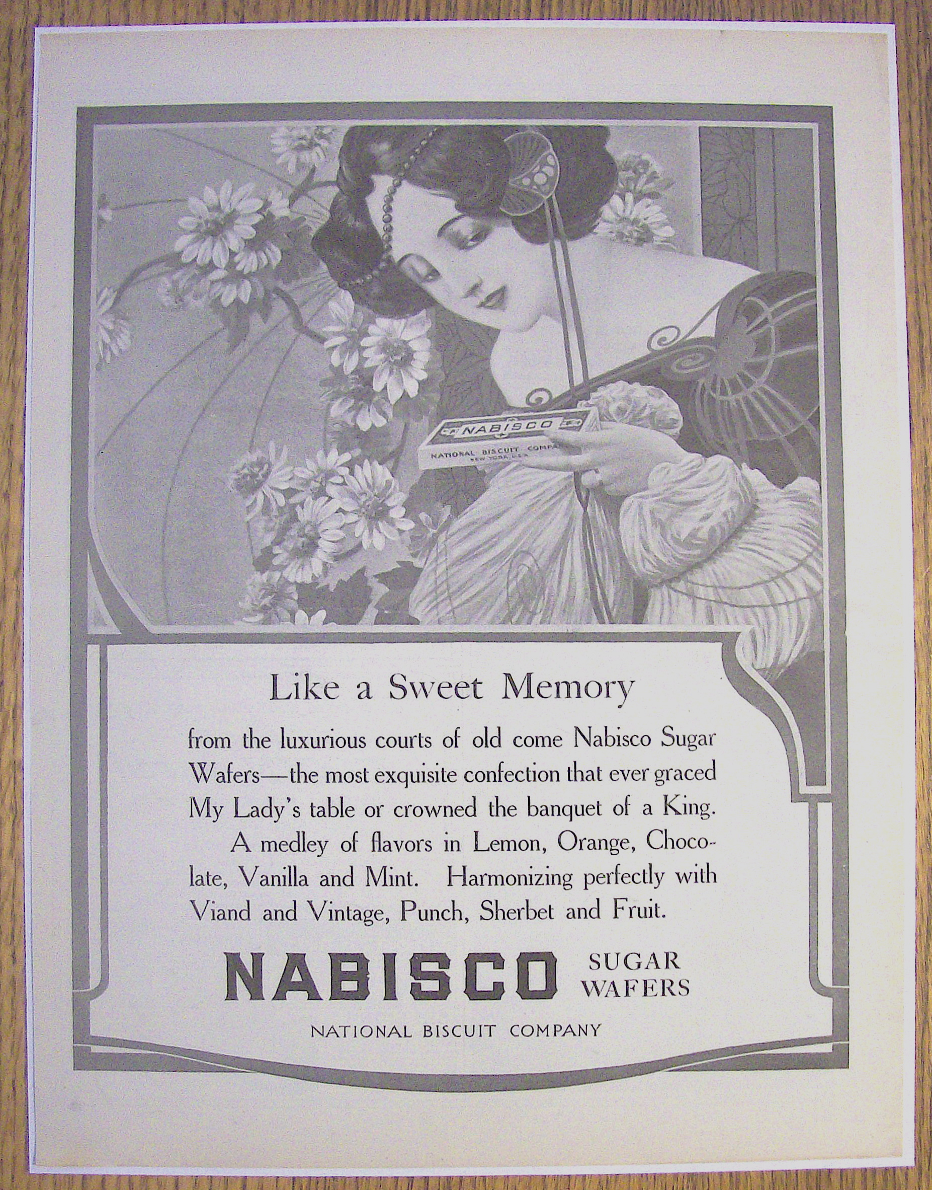 1904 Nabisco Sugar Wafers with Woman Holding Box
