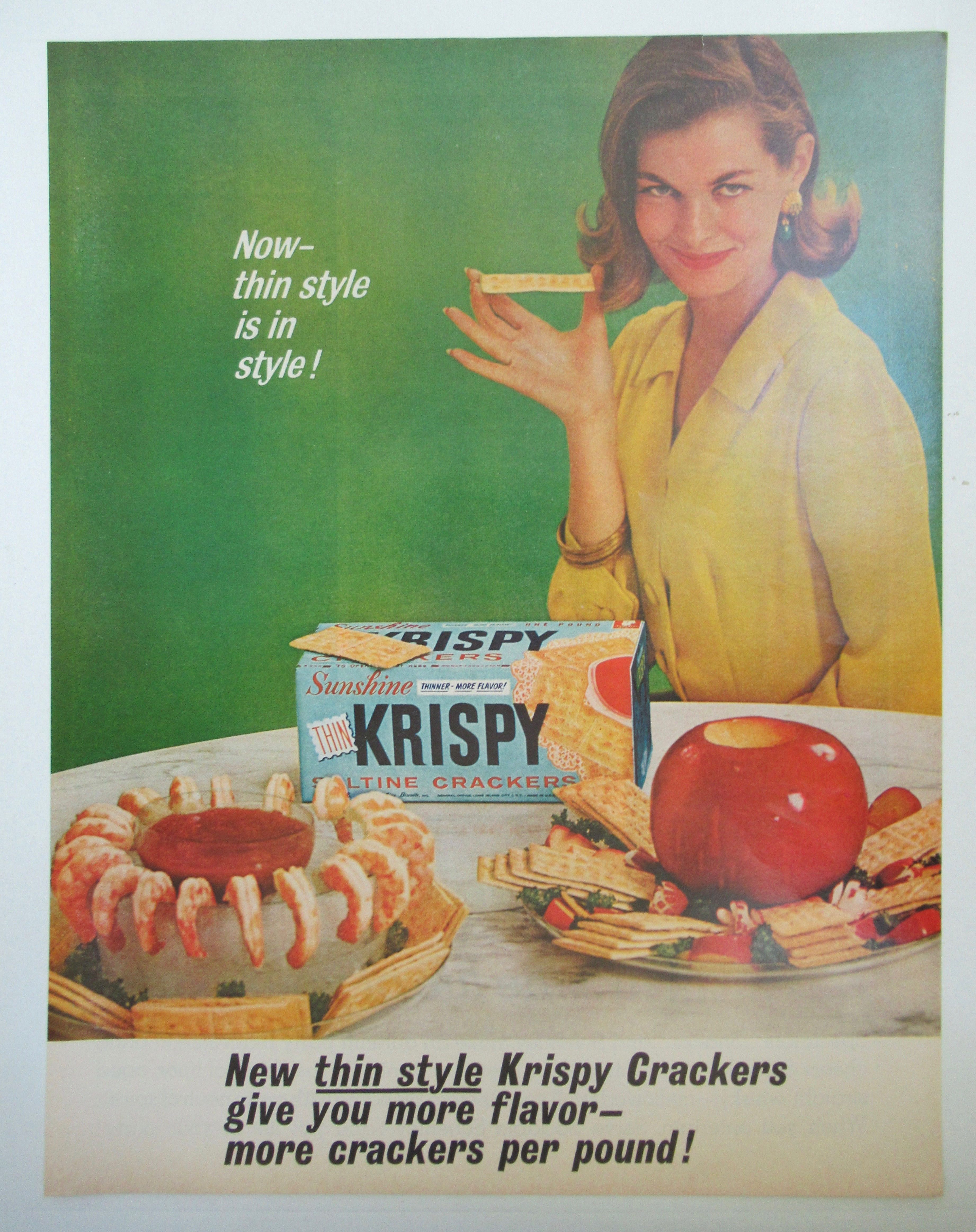 1963 Sunshine Krispy Crackers w/ Woman Holding Cracker