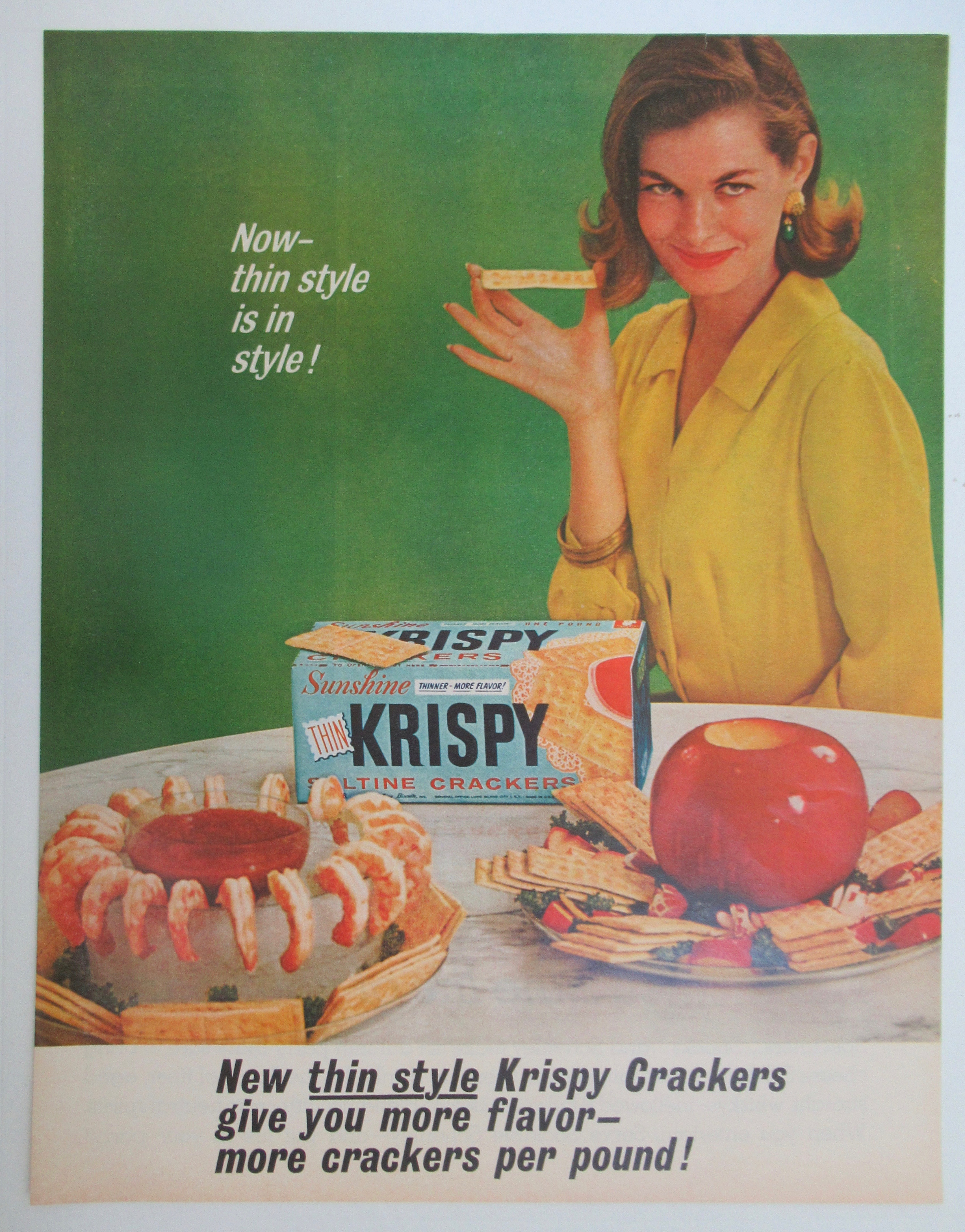 1963 Sunshine Krispy Crackers w/ Woman Holding Cracker